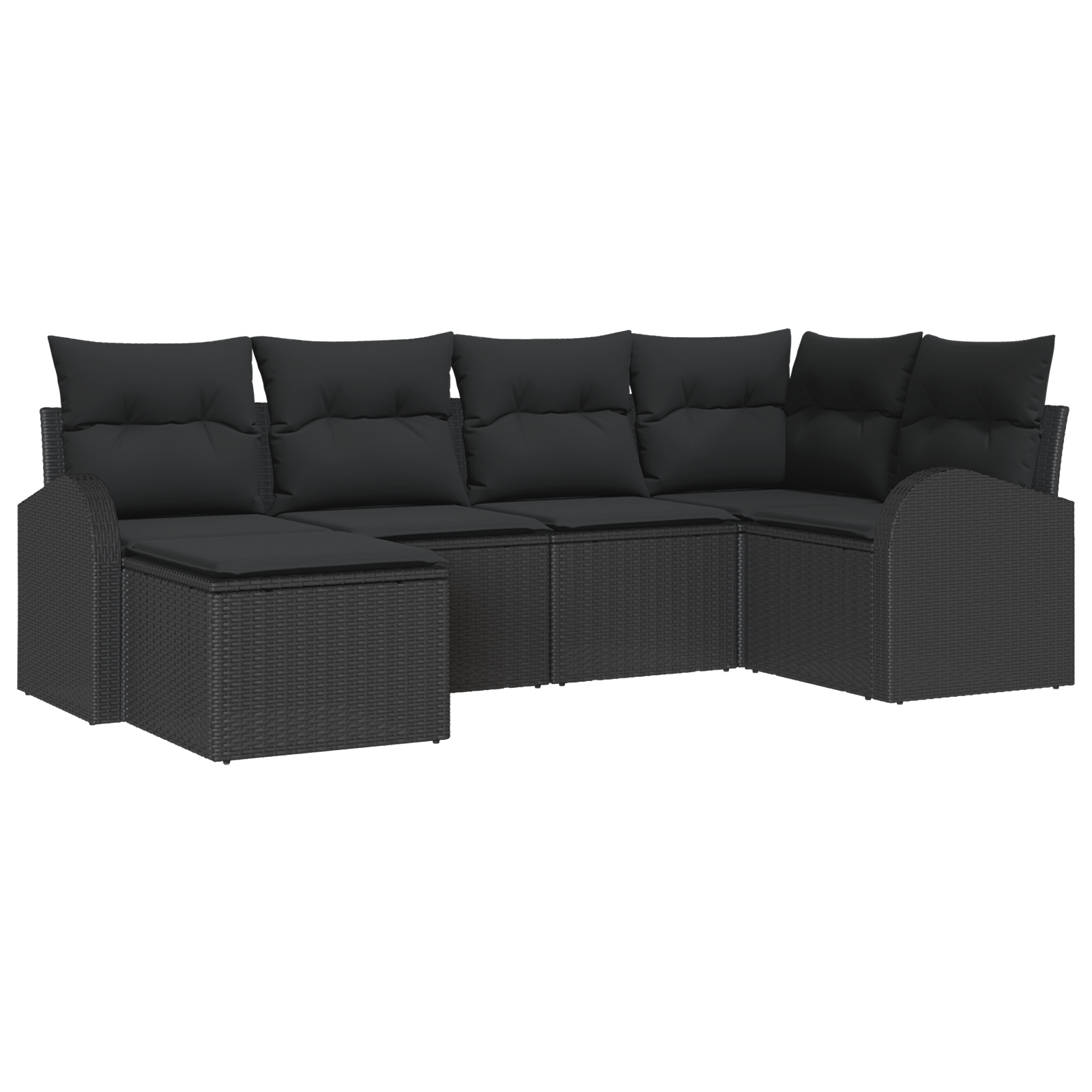 6 частен комплект градински дивани с възглавници черен полиратан - Image 2