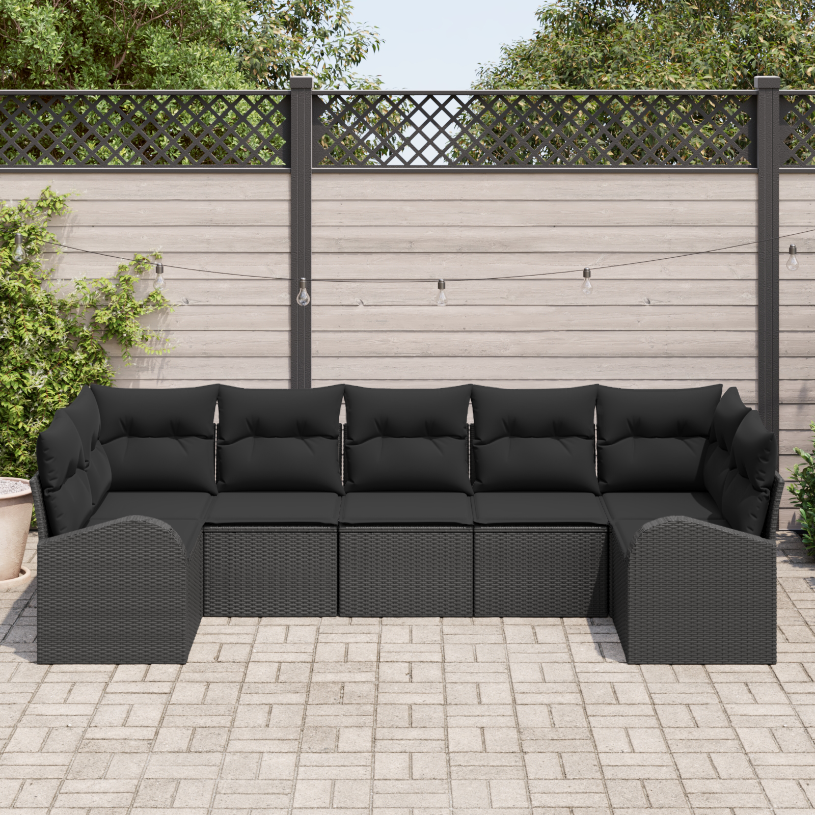 Thumbnail - vidaXL 7-teilige Gartensofagarnitur mit Kissen Schwarz Poly Rattan