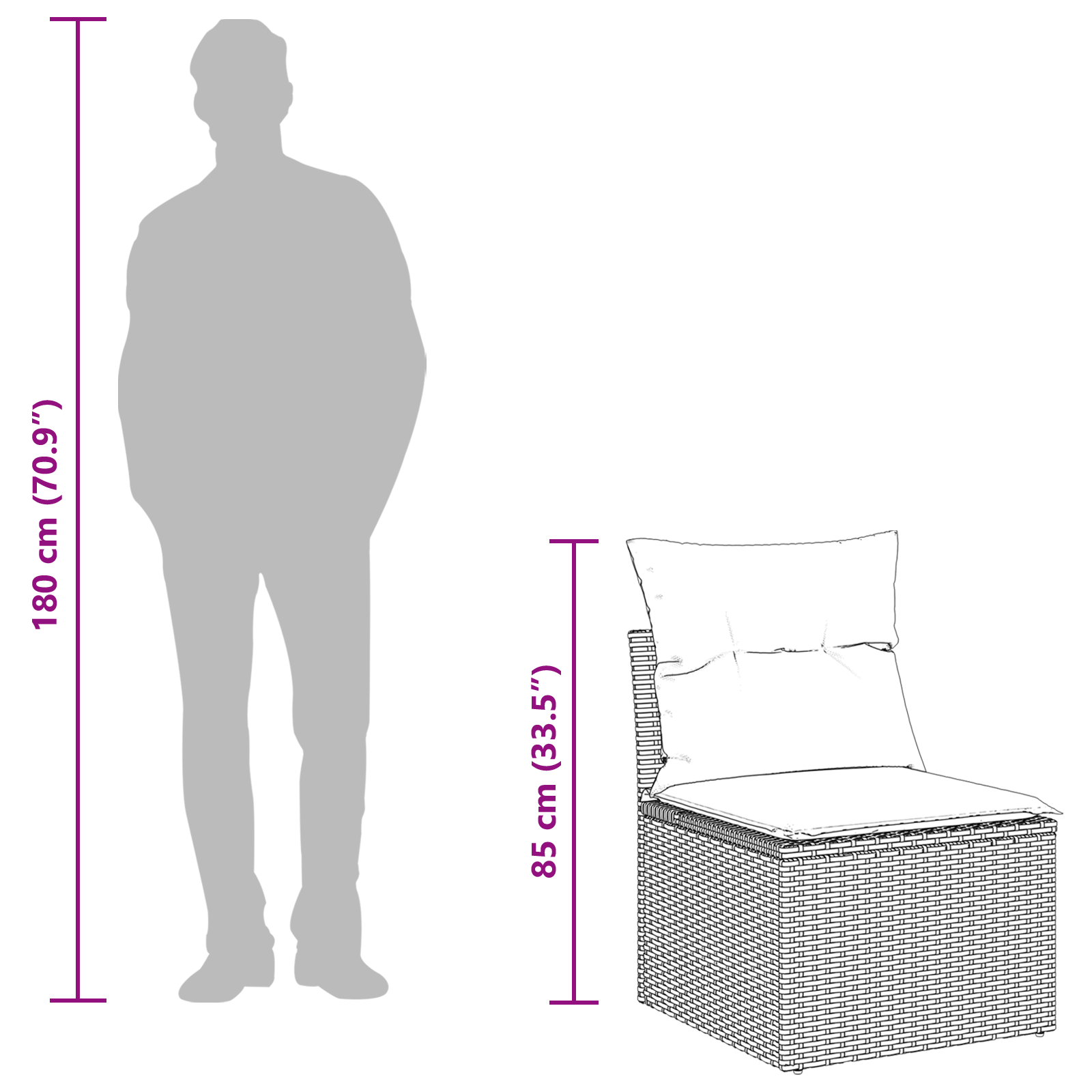 7 dalių sodo sofa rinkinys su pagalvėmis Juoda Poli Ratanas - Image 11