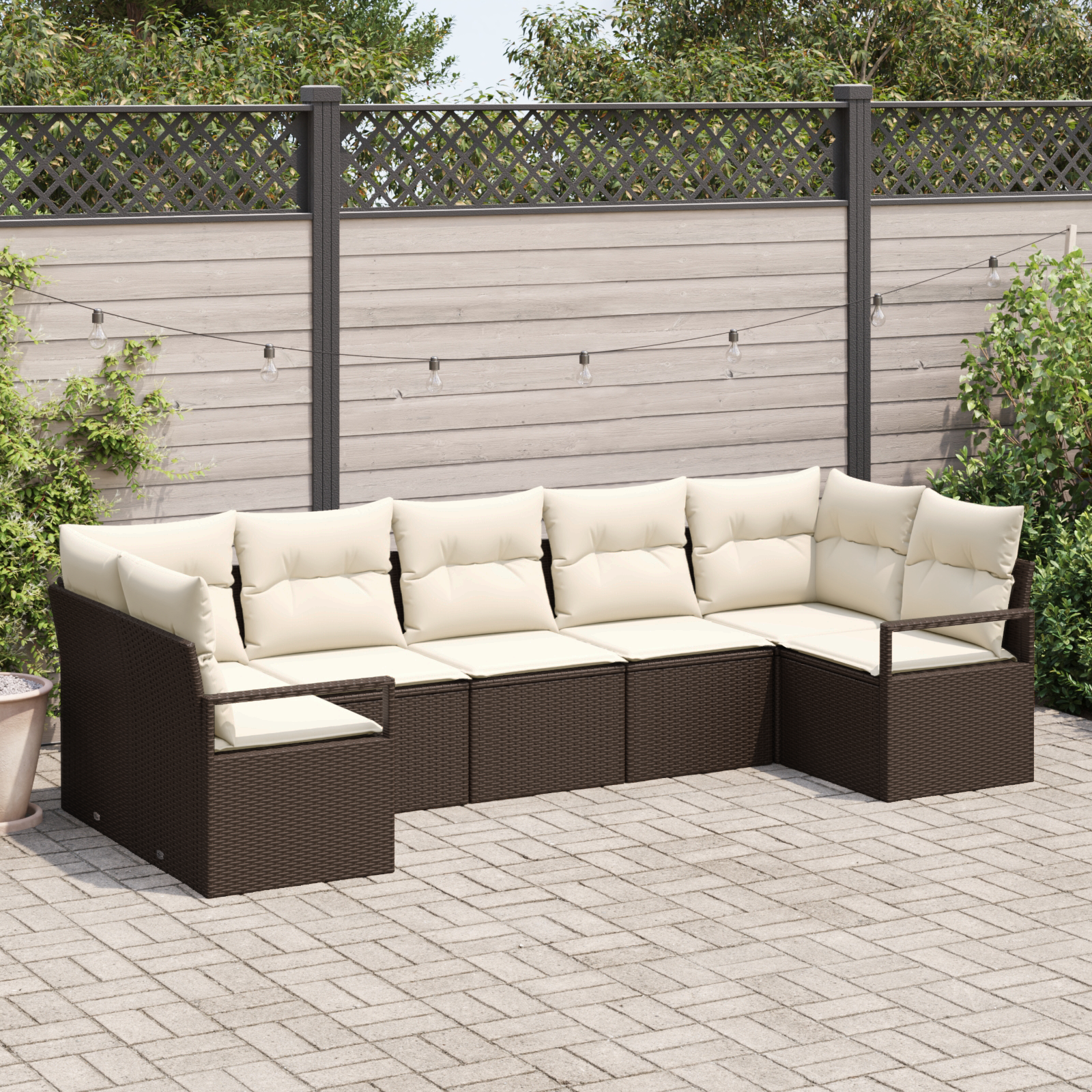 Thumbnail - vidaXL 7-tlg. Garten-Sofagarnitur mit Kissen Braun Poly Rattan