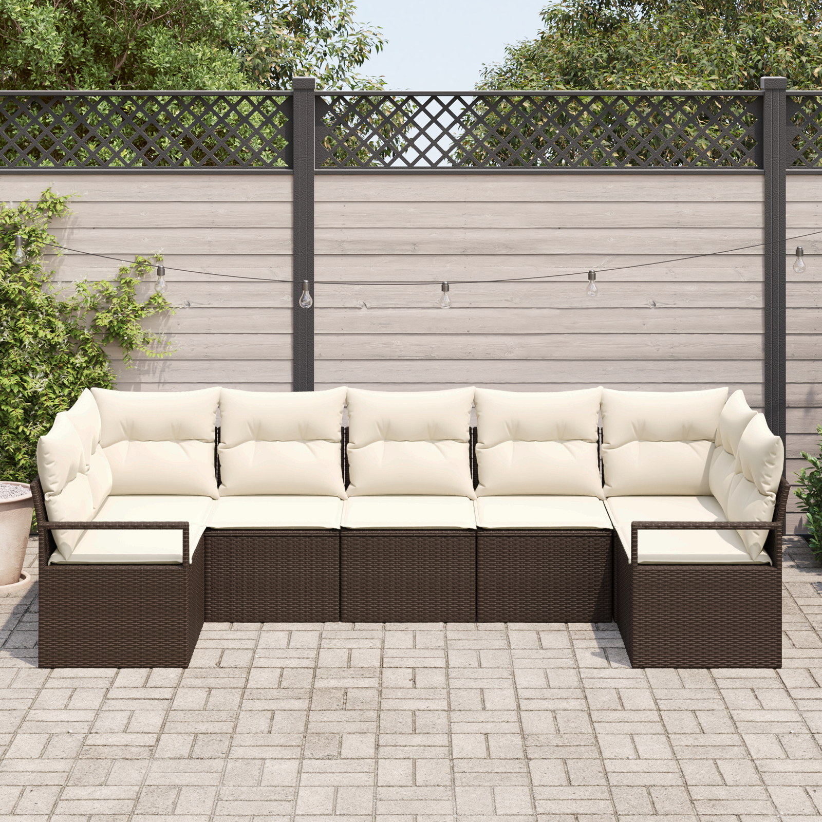 Thumbnail - vidaXL 7-tlg. Garten-Sofagarnitur mit Kissen Braun Poly Rattan