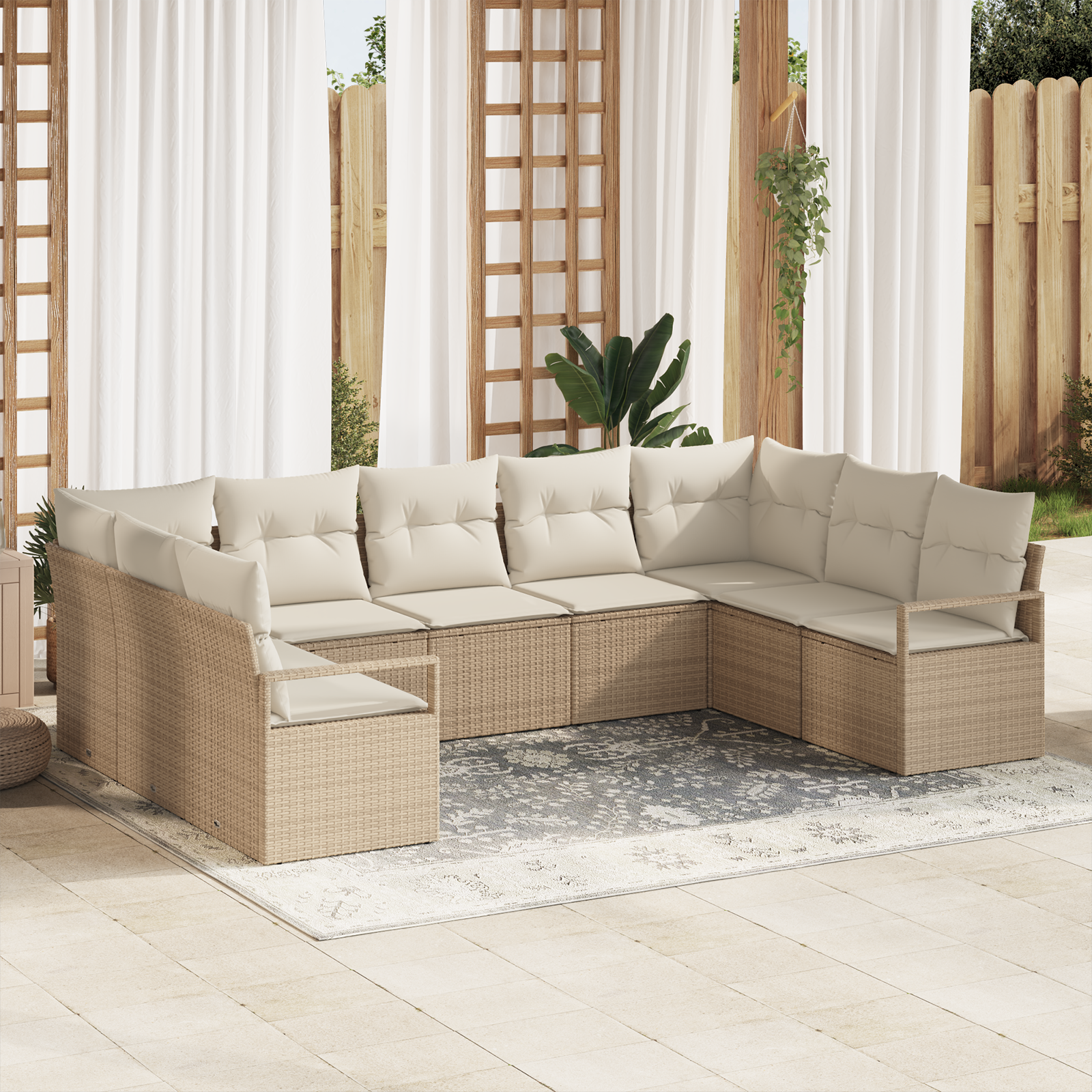Thumbnail - vidaXL 9-Teiliges Garten Sofa Set mit Kissen Beige Poly Rattan