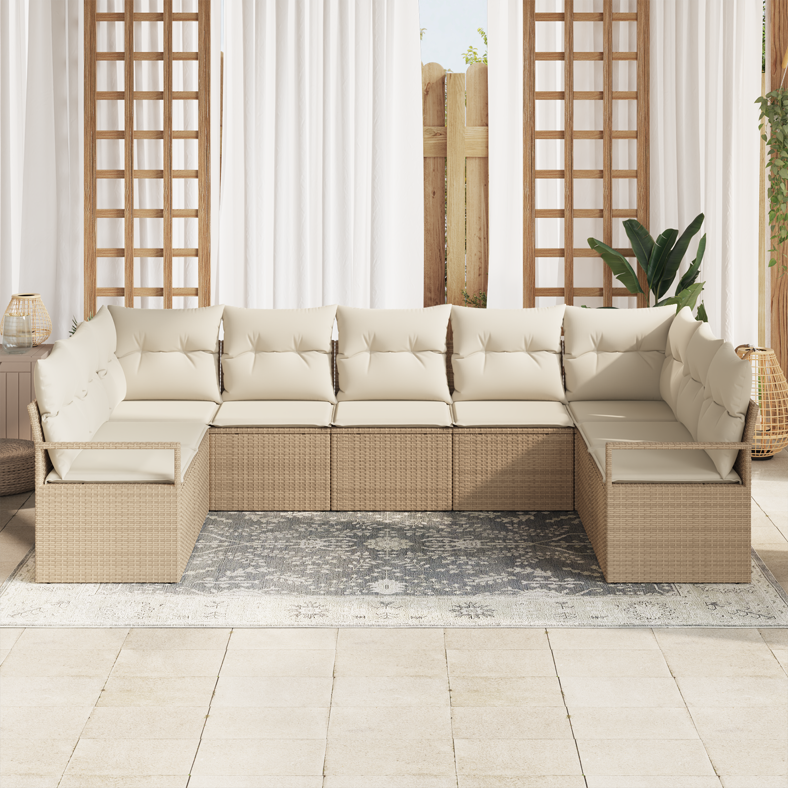 Thumbnail - vidaXL 9-Teiliges Garten Sofa Set mit Kissen Beige Poly Rattan
