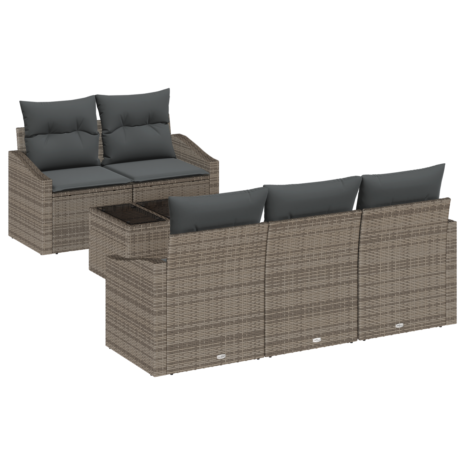 Thumbnail - vidaXL 6-teiliges Garten Sofa Set mit Kissen Grau Poly Rattan
