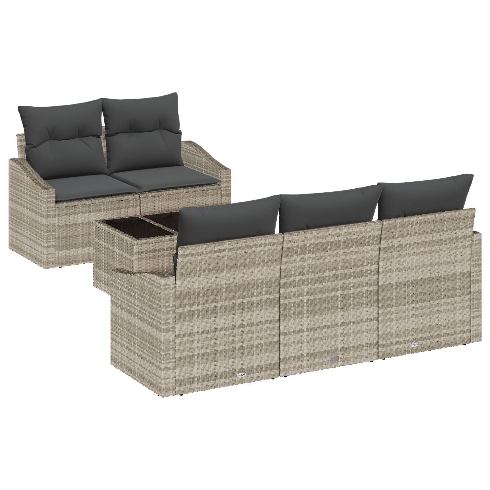 Thumbnail - vidaXL 6-Teiliges Garten Sofa Set mit Kissen Hellgraues Rattan