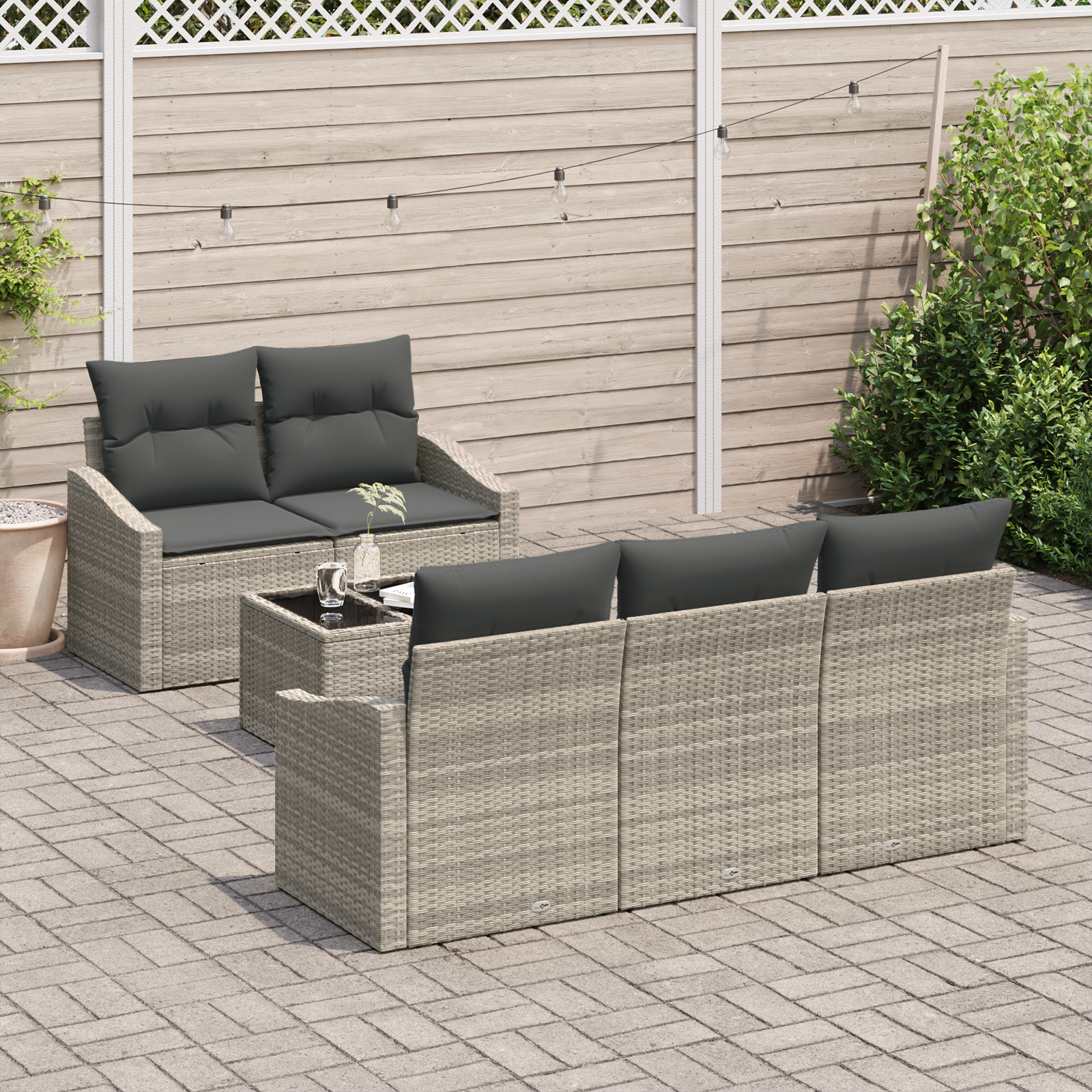 Thumbnail - vidaXL 6-Teiliges Garten Sofa Set mit Kissen Hellgraues Rattan