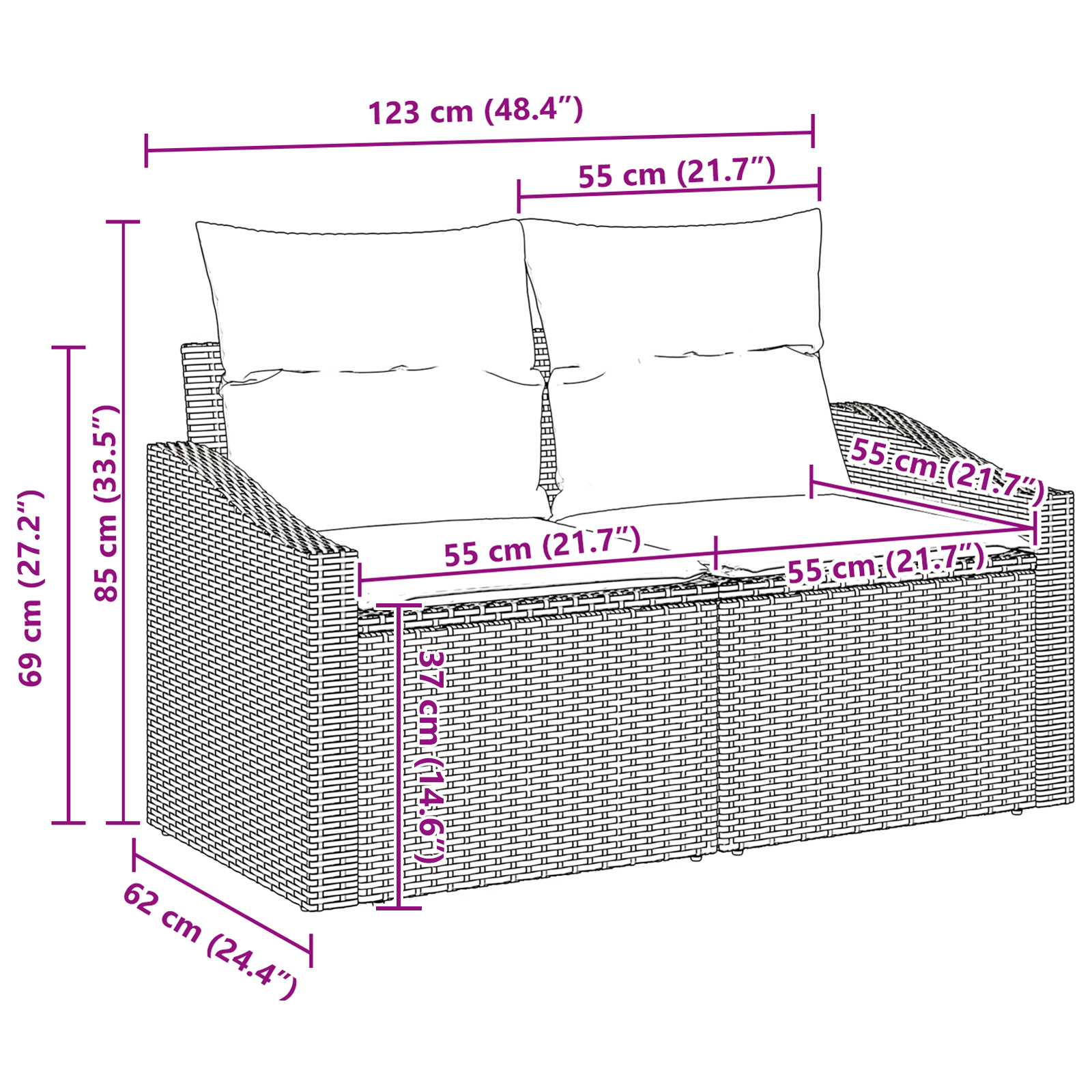 8 dalių sodo sofa komplektas su pagalvėmis smėlio poli ratanas - Image 9