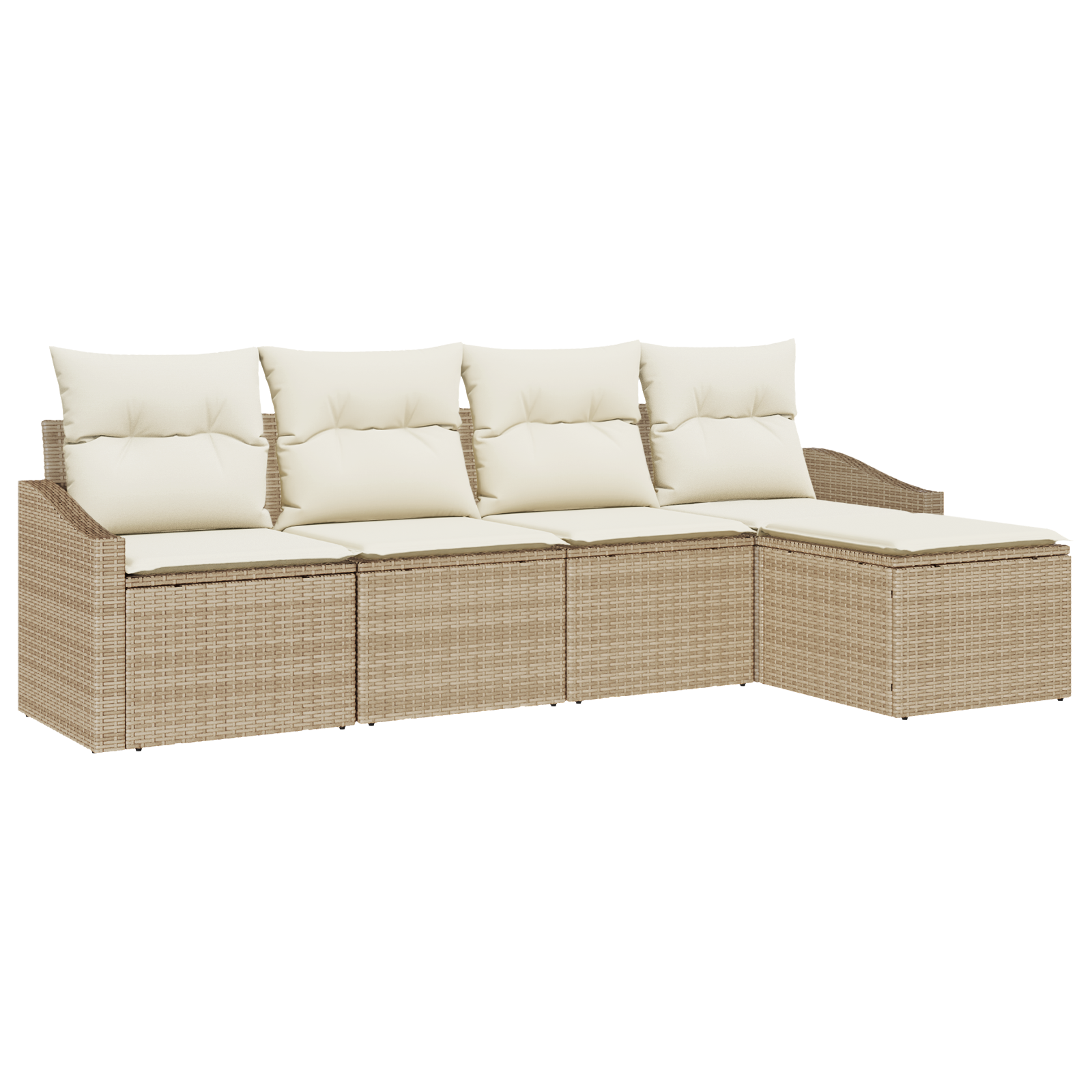 комплект от 5 части градински диван с възглавници бежов полиратан - Image 2