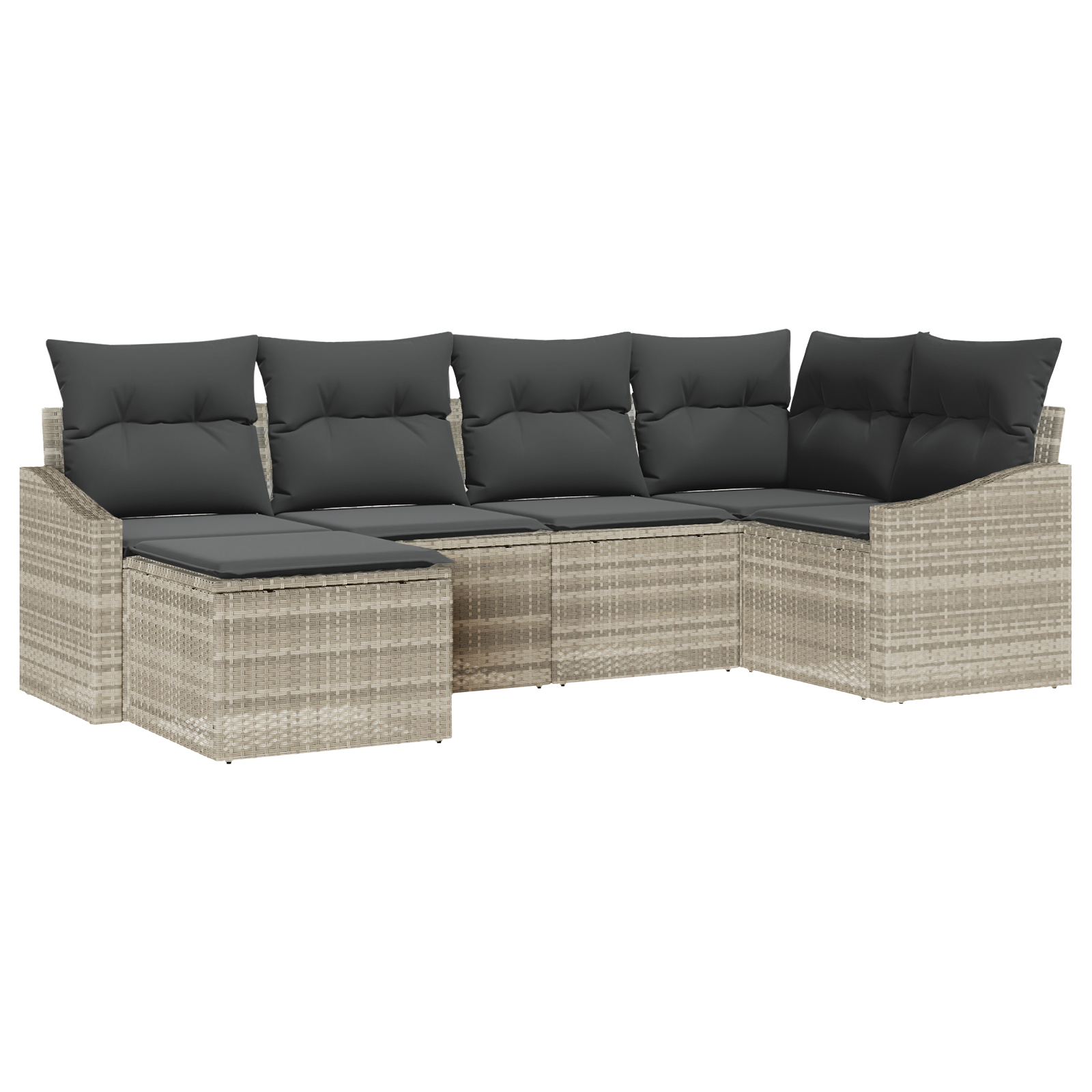 Thumbnail - vidaXL 6-teilige Garten-Sofa-Set mit Kissen hellgrau Poly-Rattan