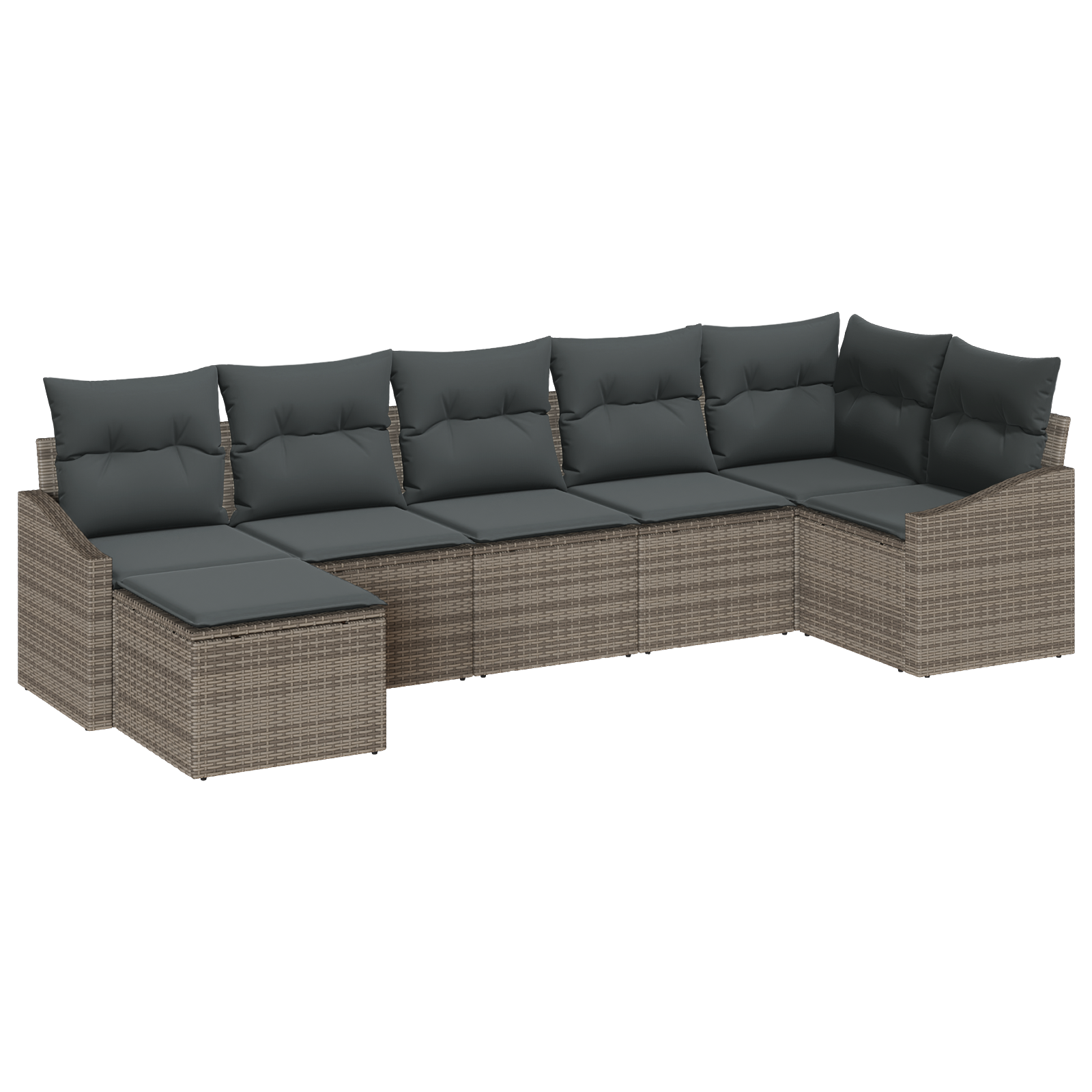 Thumbnail - vidaXL 7-tlg. Garten-Sofagarnitur mit Kissen Grau Poly Rattan