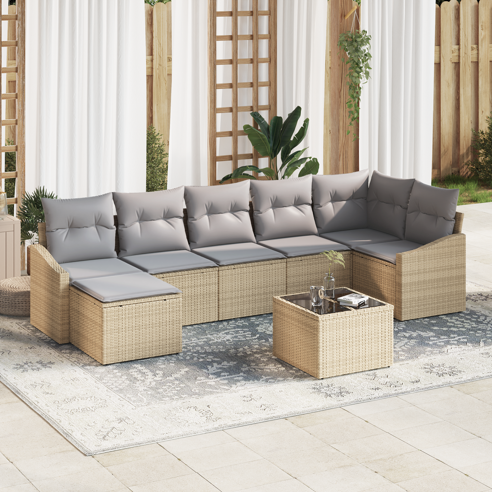 Thumbnail - vidaXL 8-tlg. Garten-Sofagarnitur mit Kissen Schwarz Poly Rattan