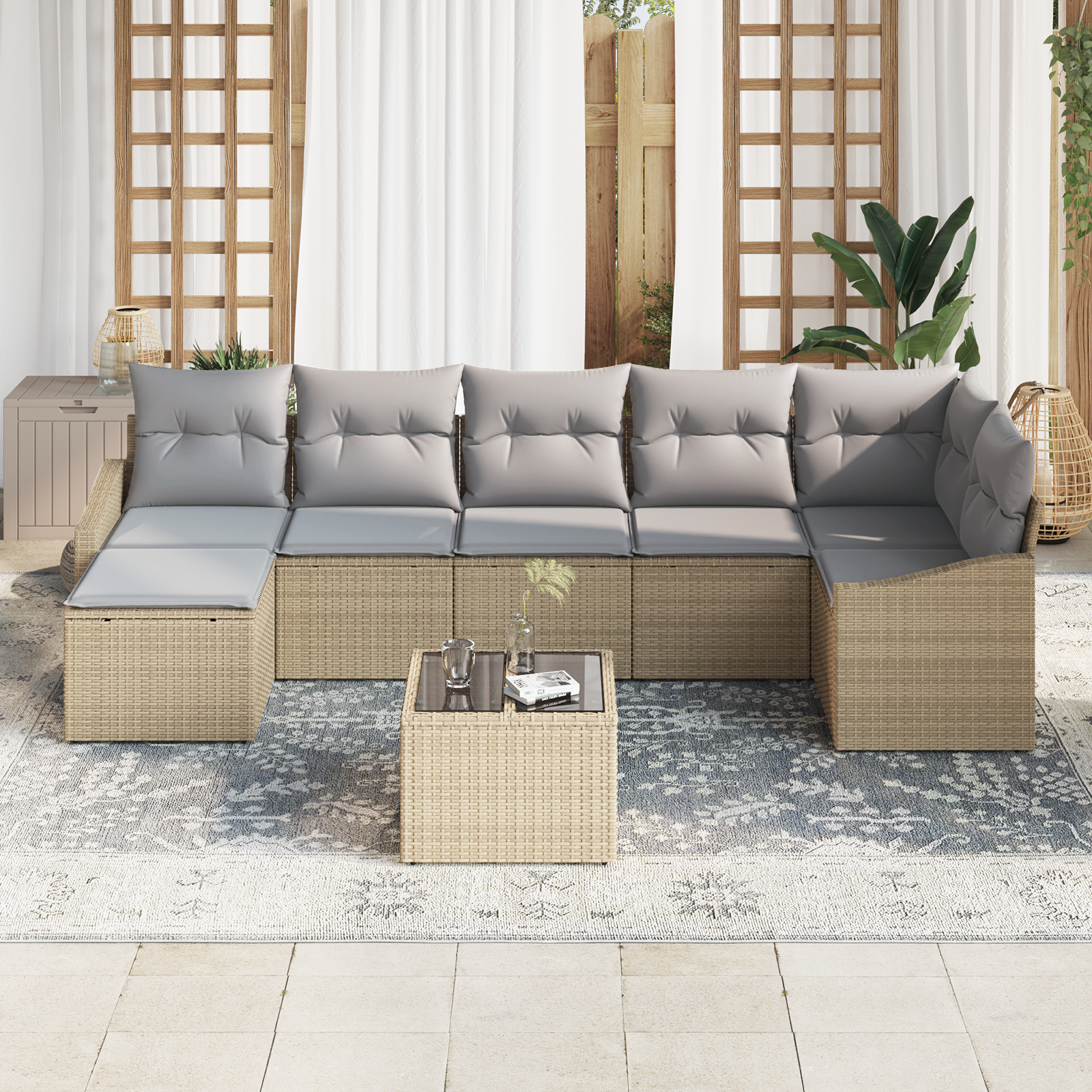 Thumbnail - vidaXL 8-tlg. Garten-Sofagarnitur mit Kissen Schwarz Poly Rattan