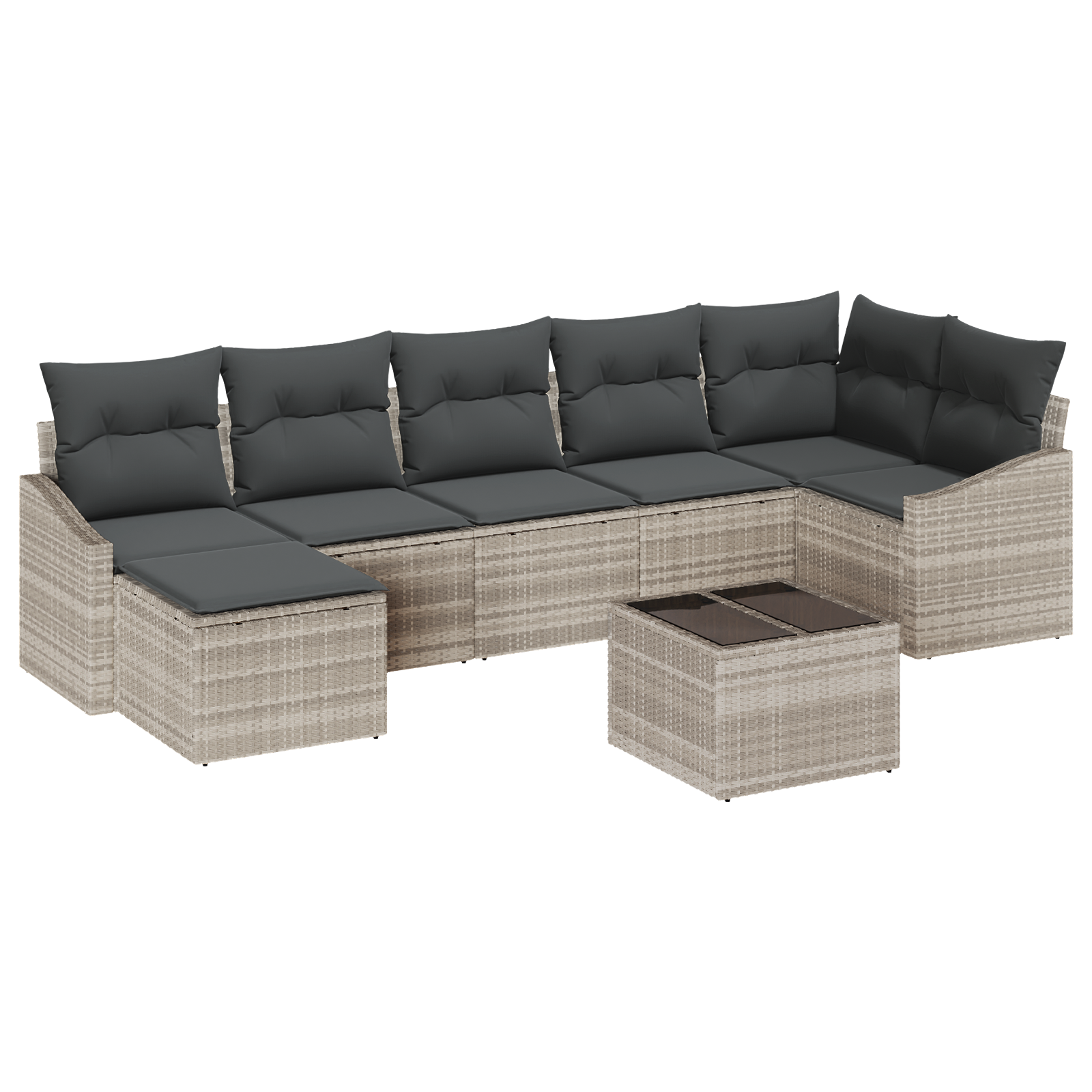 Thumbnail - vidaXL 8-tlg. Garten-Sofagarnitur mit Kissen Grau Poly Rattan