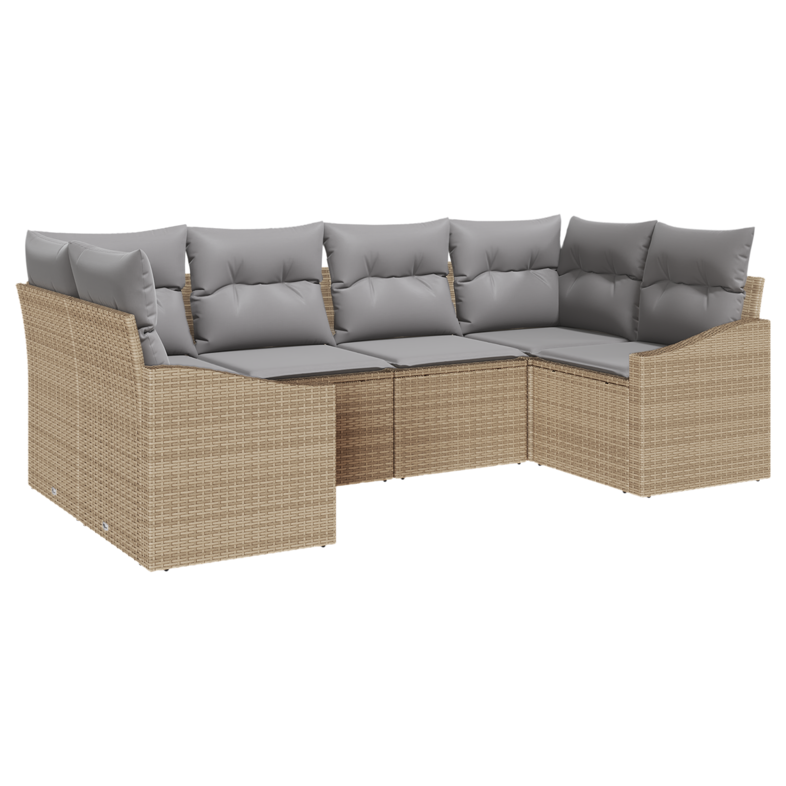 Комплект градински диван 6 части Бежов Poly Rattan - Image 2