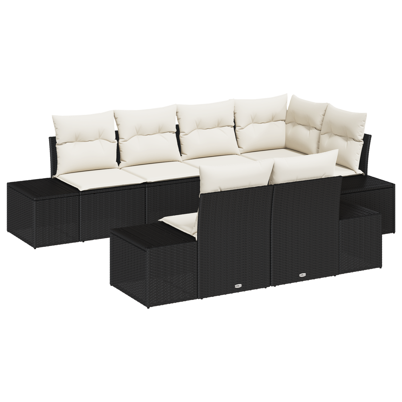 Thumbnail - vidaXL 7-tlg. Garten-Sofagarnitur mit Kissen Schwarz Poly Rattan