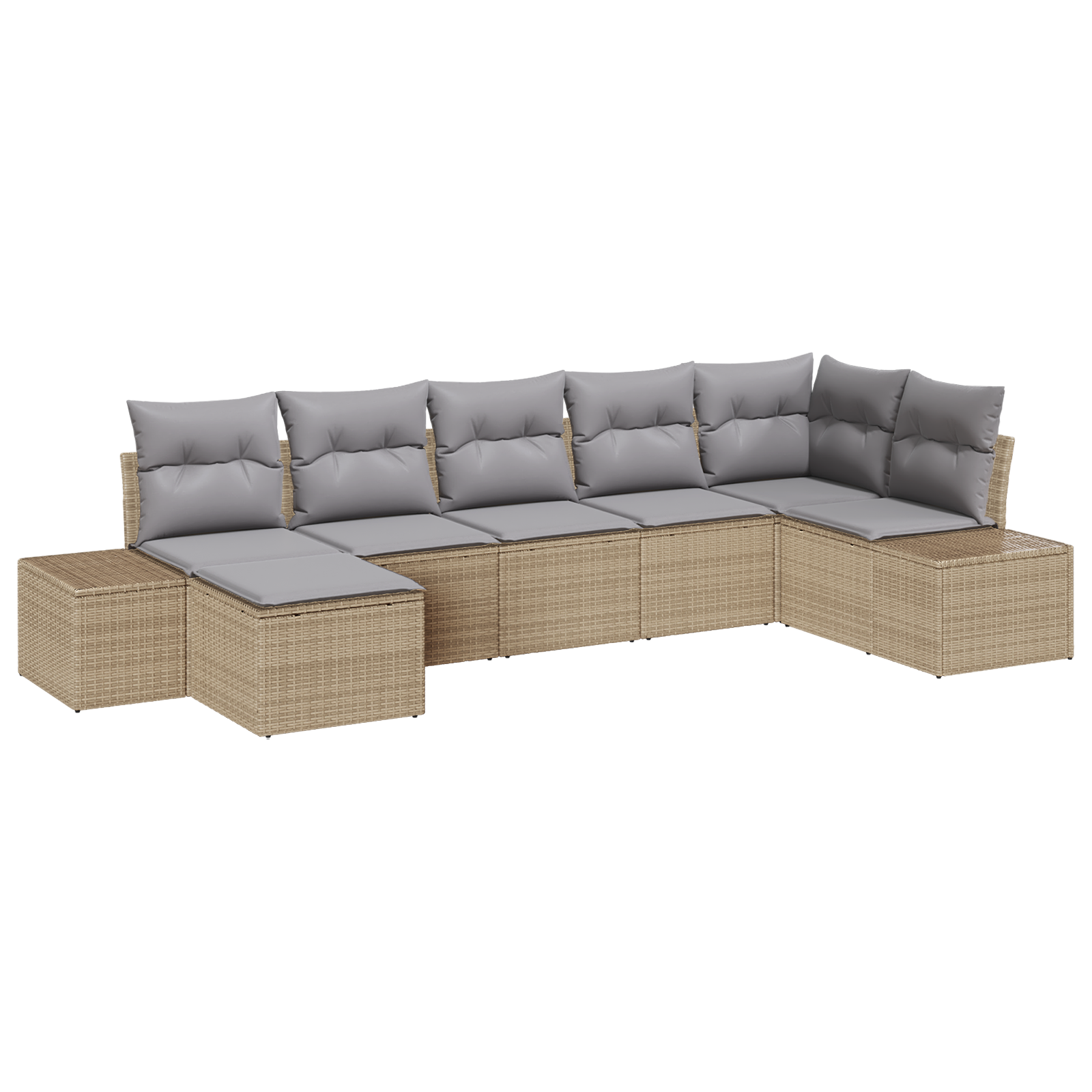 Thumbnail - vidaXL 7-tlg. Garten-Sofagarnitur mit Kissen Beige Poly Rattan