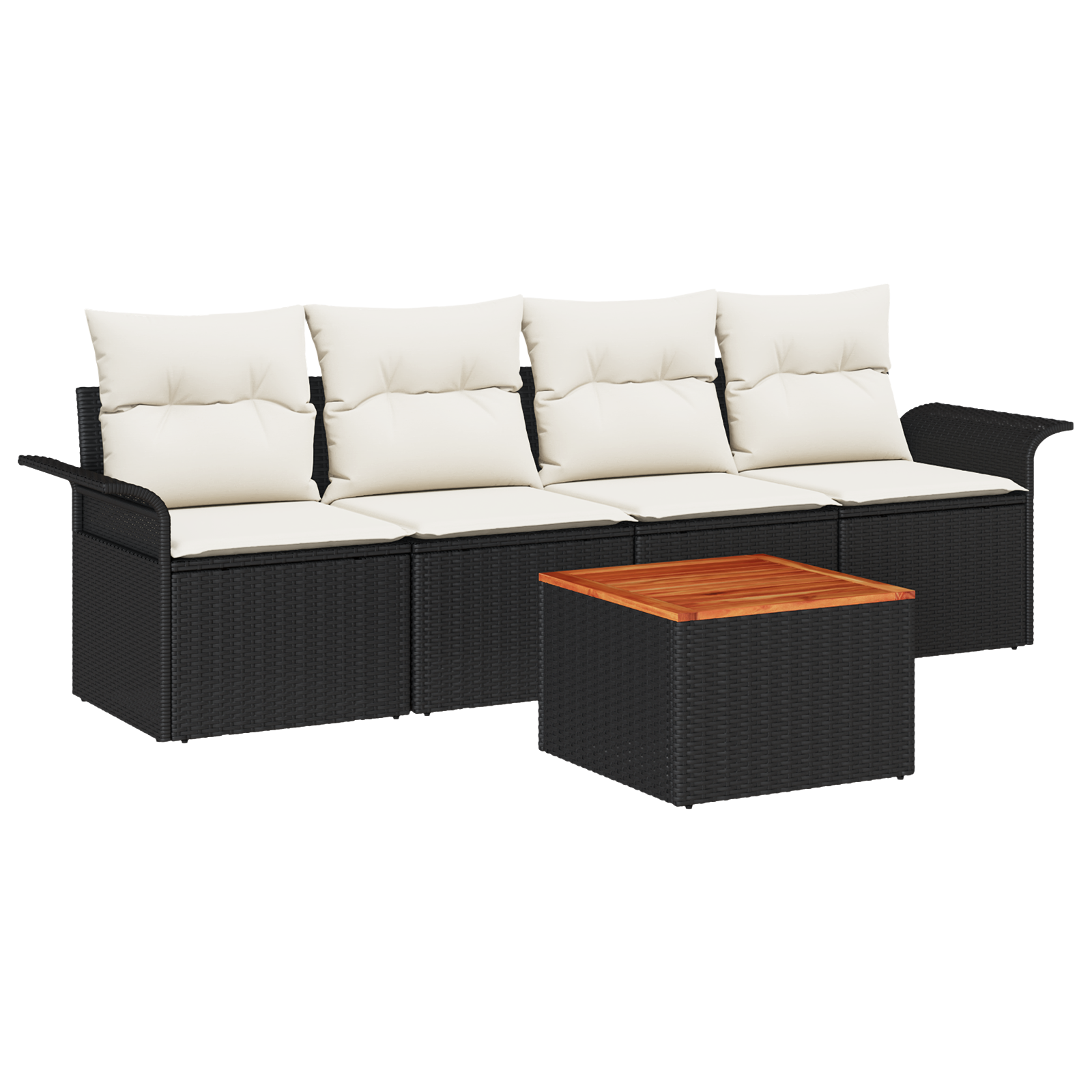 Thumbnail - vidaXL 5-teiliges Garten Sofa Set mit Kissen Schwarz Poly Rattan Akazie