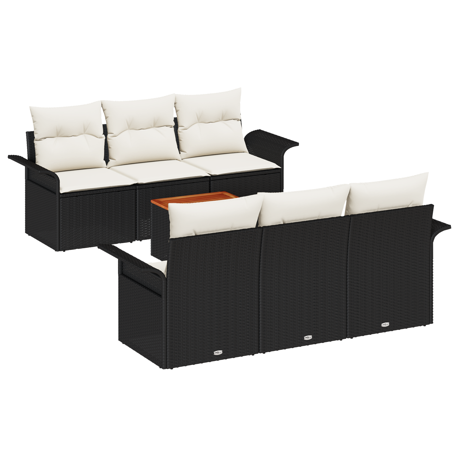 Thumbnail - vidaXL 7-teiliges Garten Sofa Set mit Kissen Schwarz Poly-Rattan Akazie