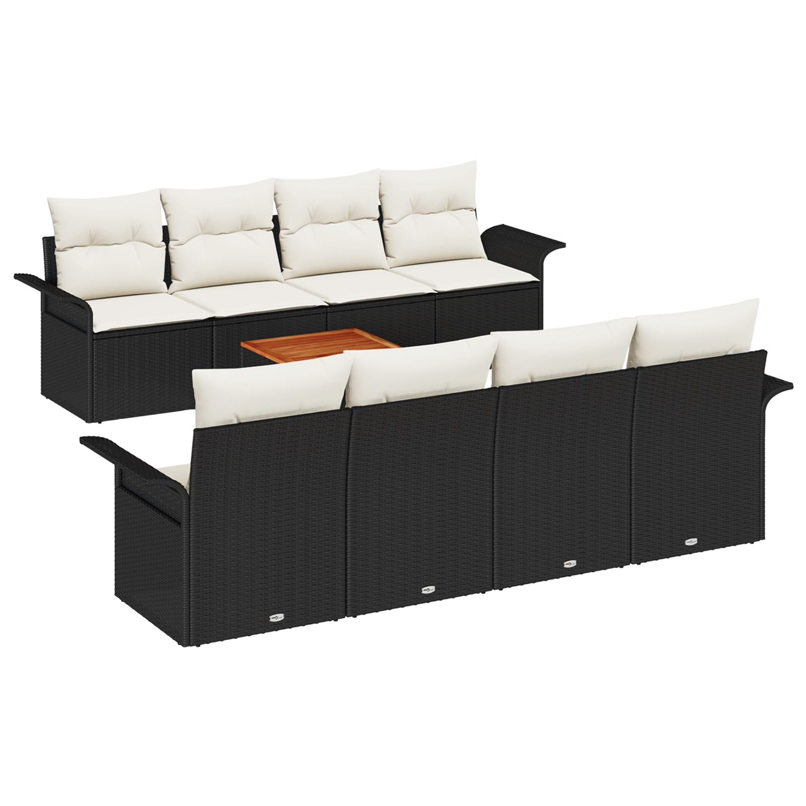 9 dalių sodo sofa rinkinys su pagalvėmis Juodas Poliaratanas Akacija - Image 2