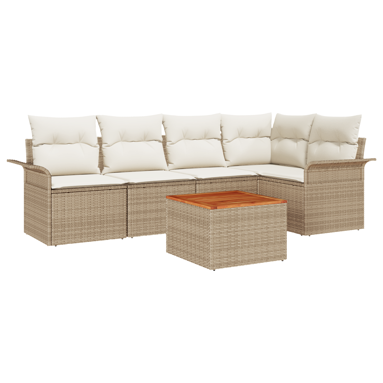 6 dalių sodo sofa komplektas su pagalvėlėmis Smėlio poliratanas akacija - Image 2