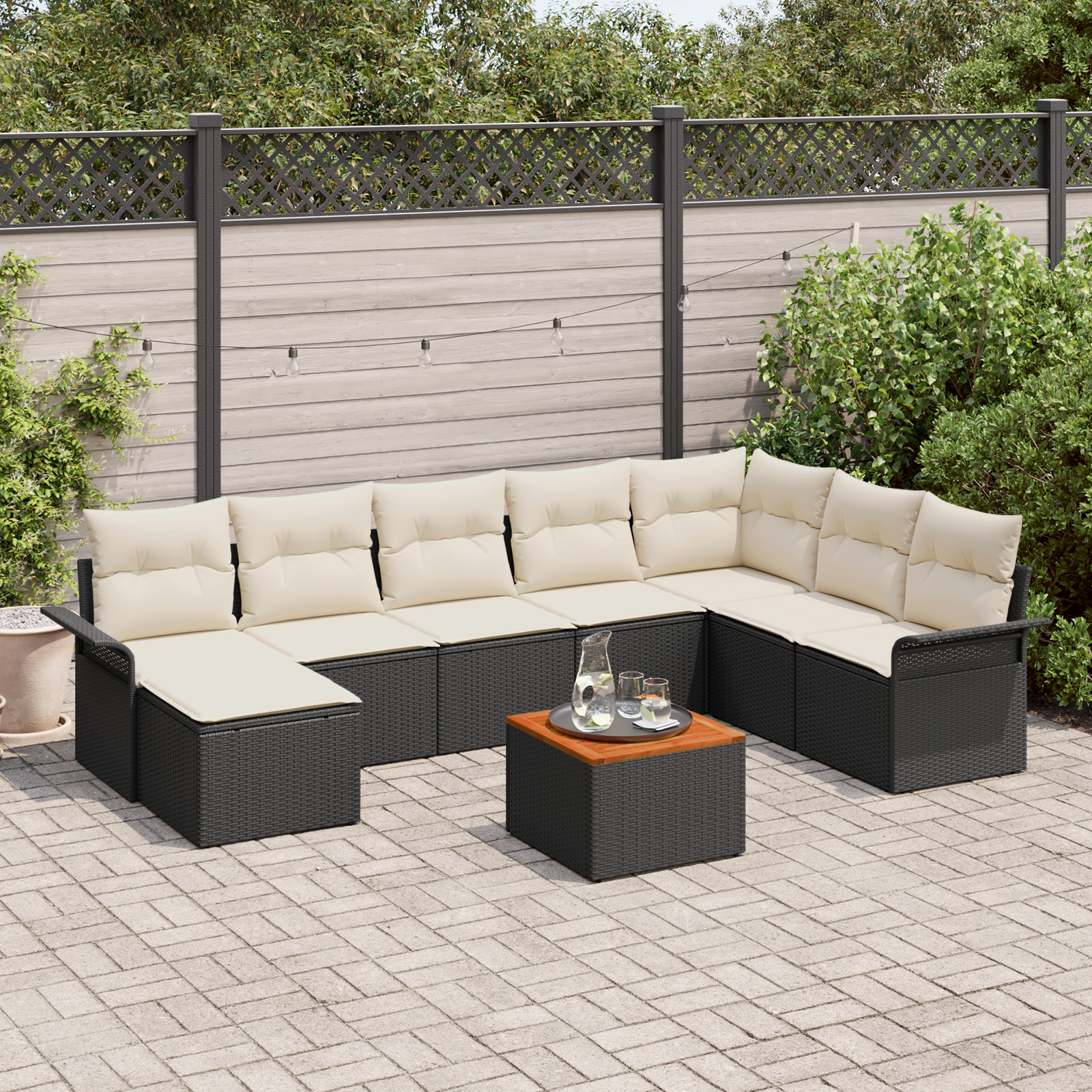 Thumbnail - vidaXL 9-tlg. Garten-Sofagarnitur mit Kissen Schwarz Poly Rattan