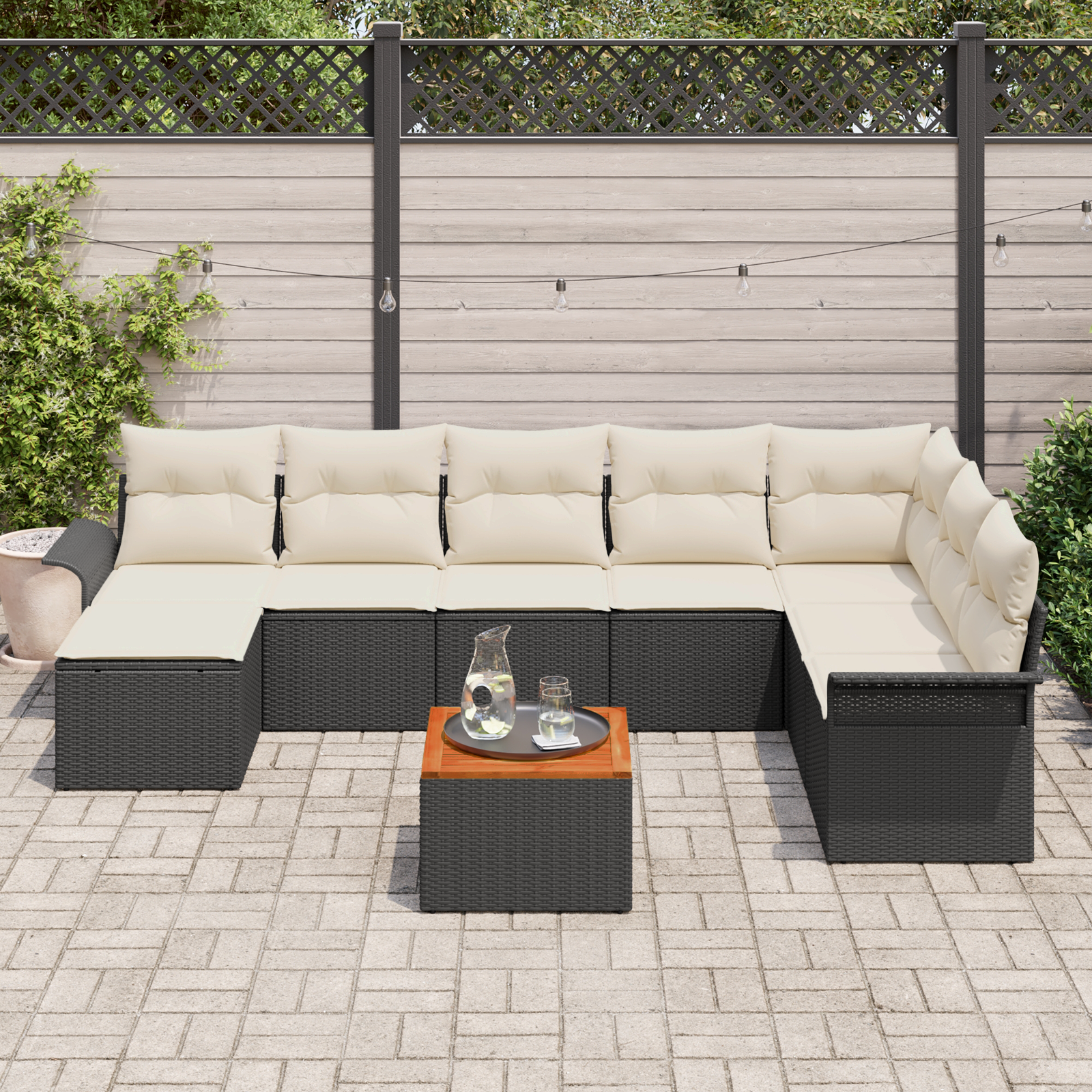 Thumbnail - vidaXL 9-tlg. Garten-Sofagarnitur mit Kissen Schwarz Poly Rattan