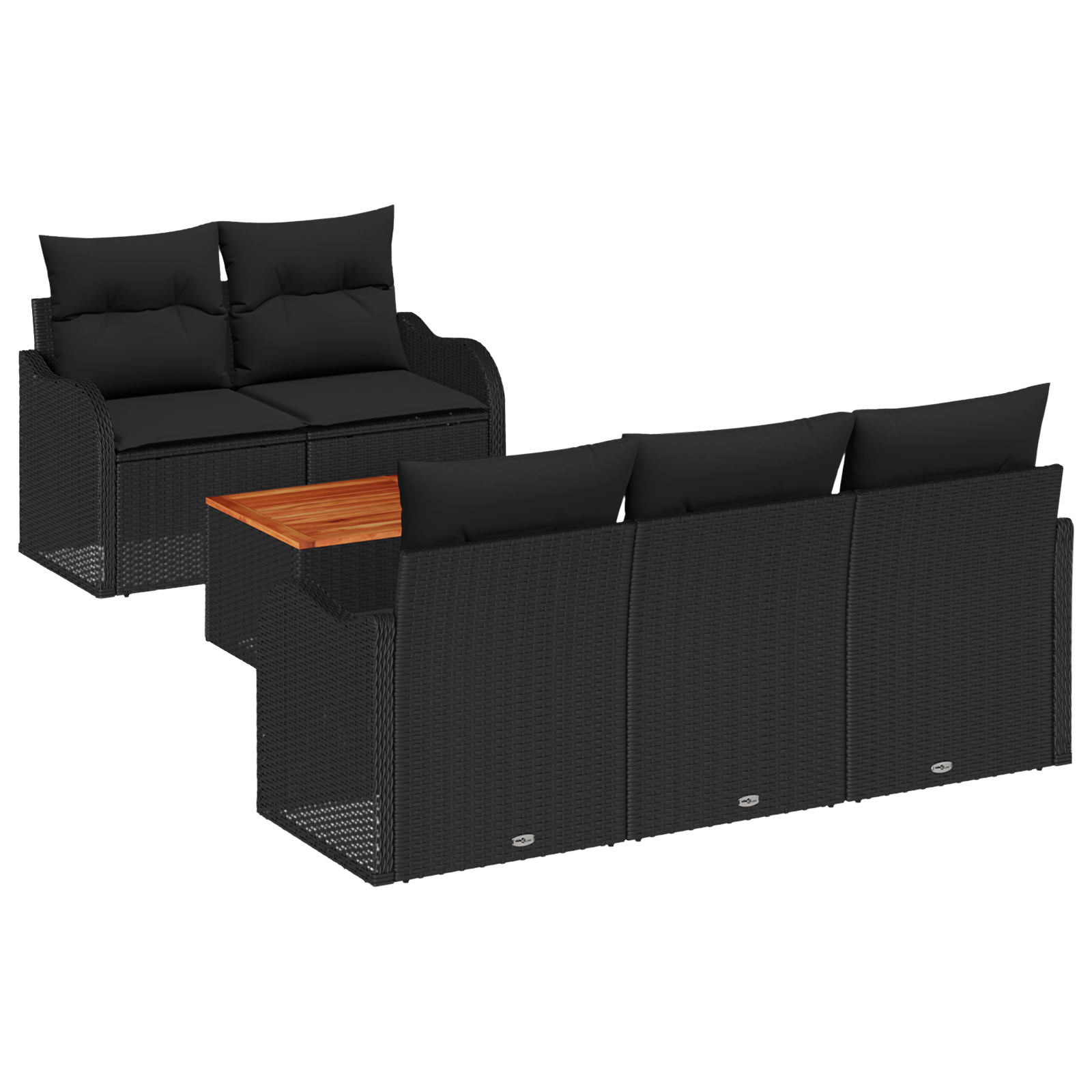 Thumbnail - vidaXL 6-tlg. Garten-Sofagarnitur mit Kissen Schwarz Poly Rattan