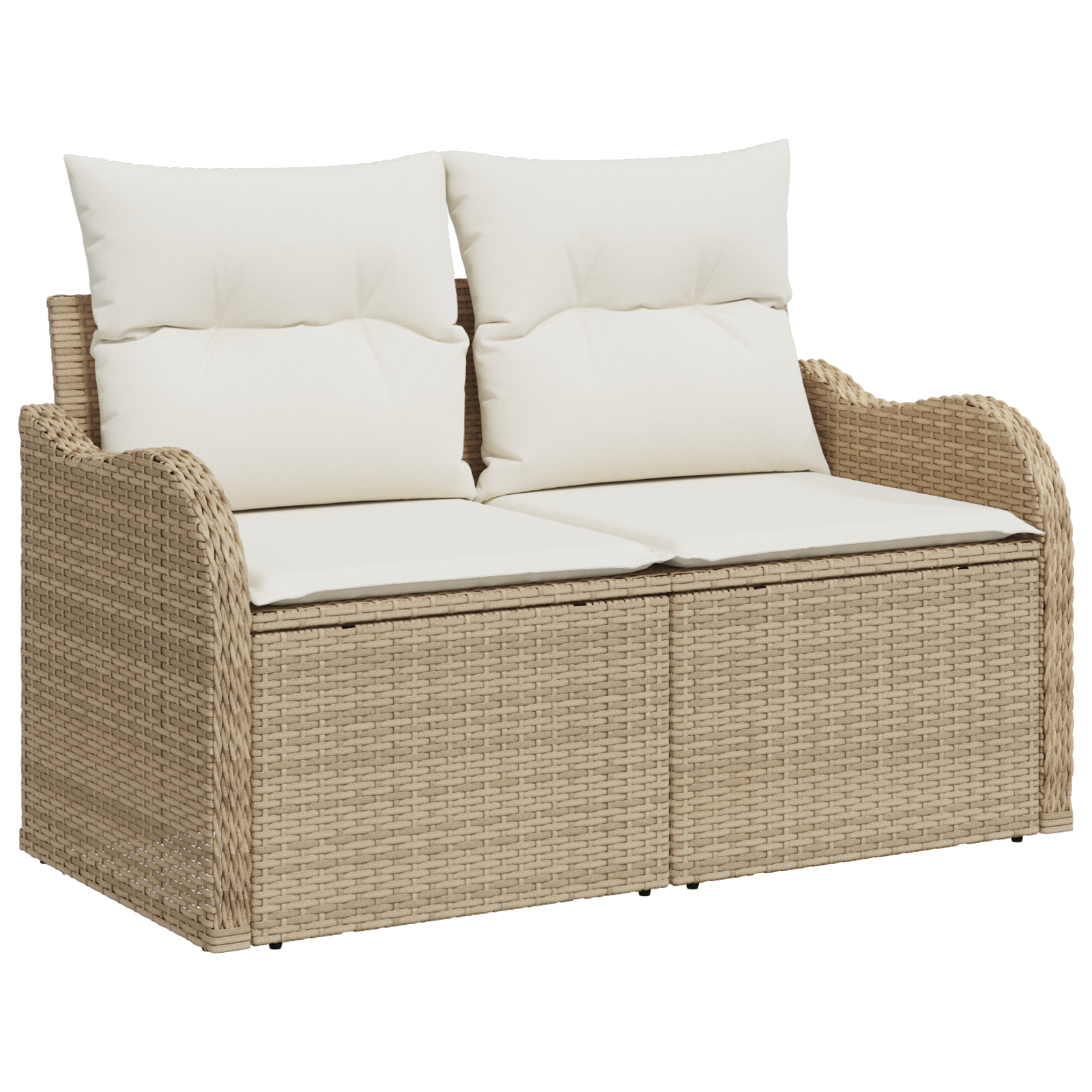 7 dalių sodo sofa su pagalvėlėmis smėlio poli ratanas akacijos - Image 4