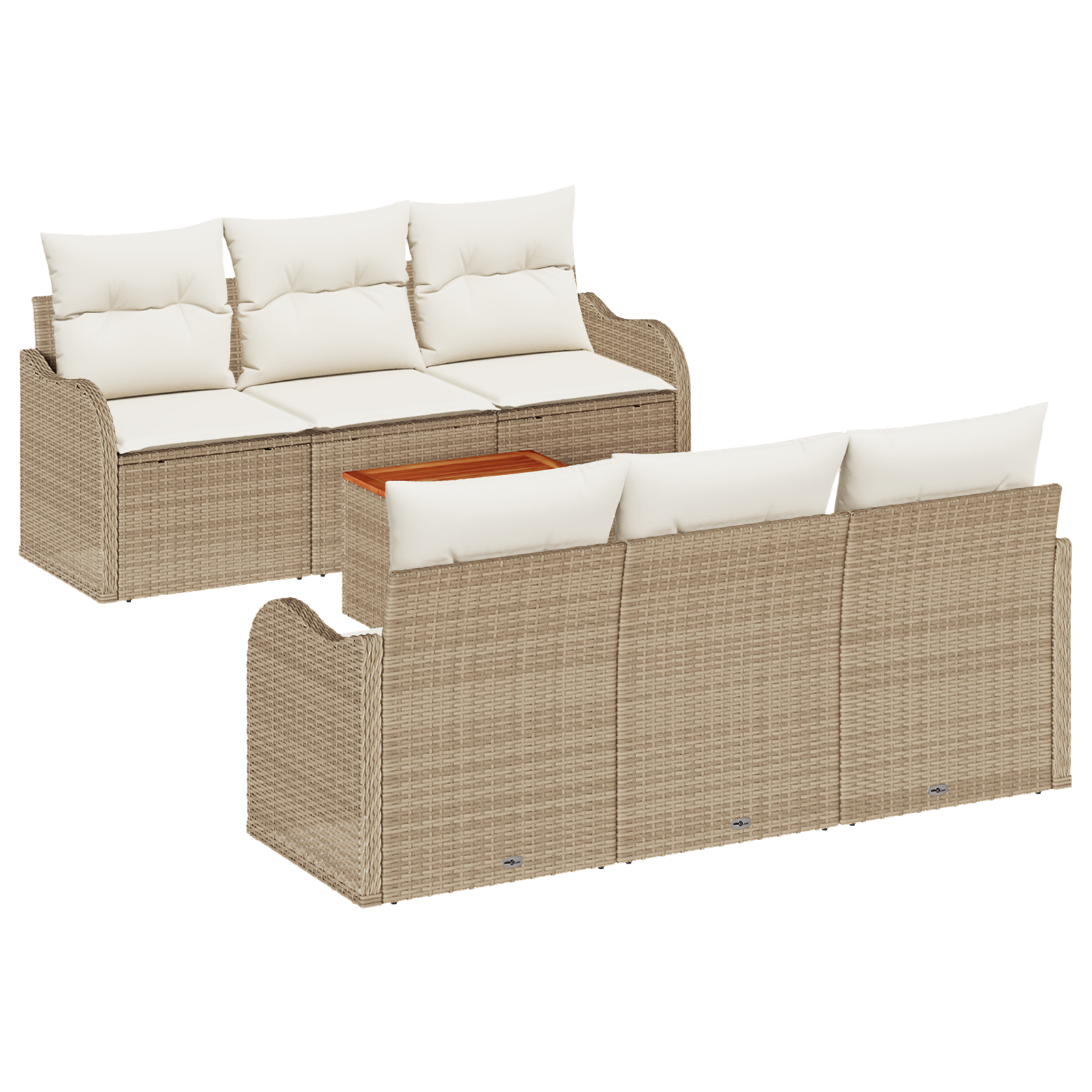 7 dalių sodo sofa su pagalvėlėmis smėlio poli ratanas akacijos - Image 2