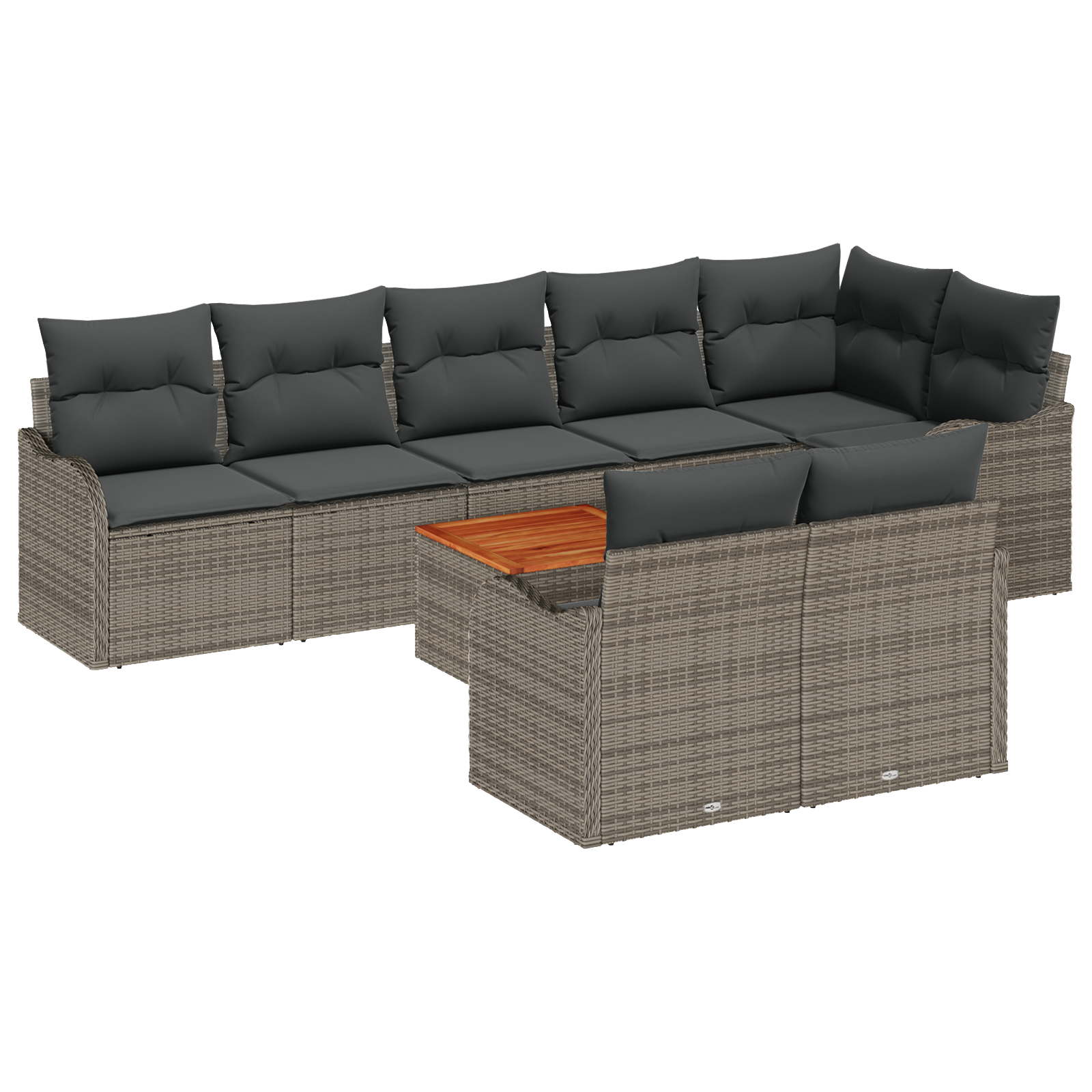 9 dalių sodo sofa rinkinys su pagalvėmis pilkas poli ratanas akacija - Image 2