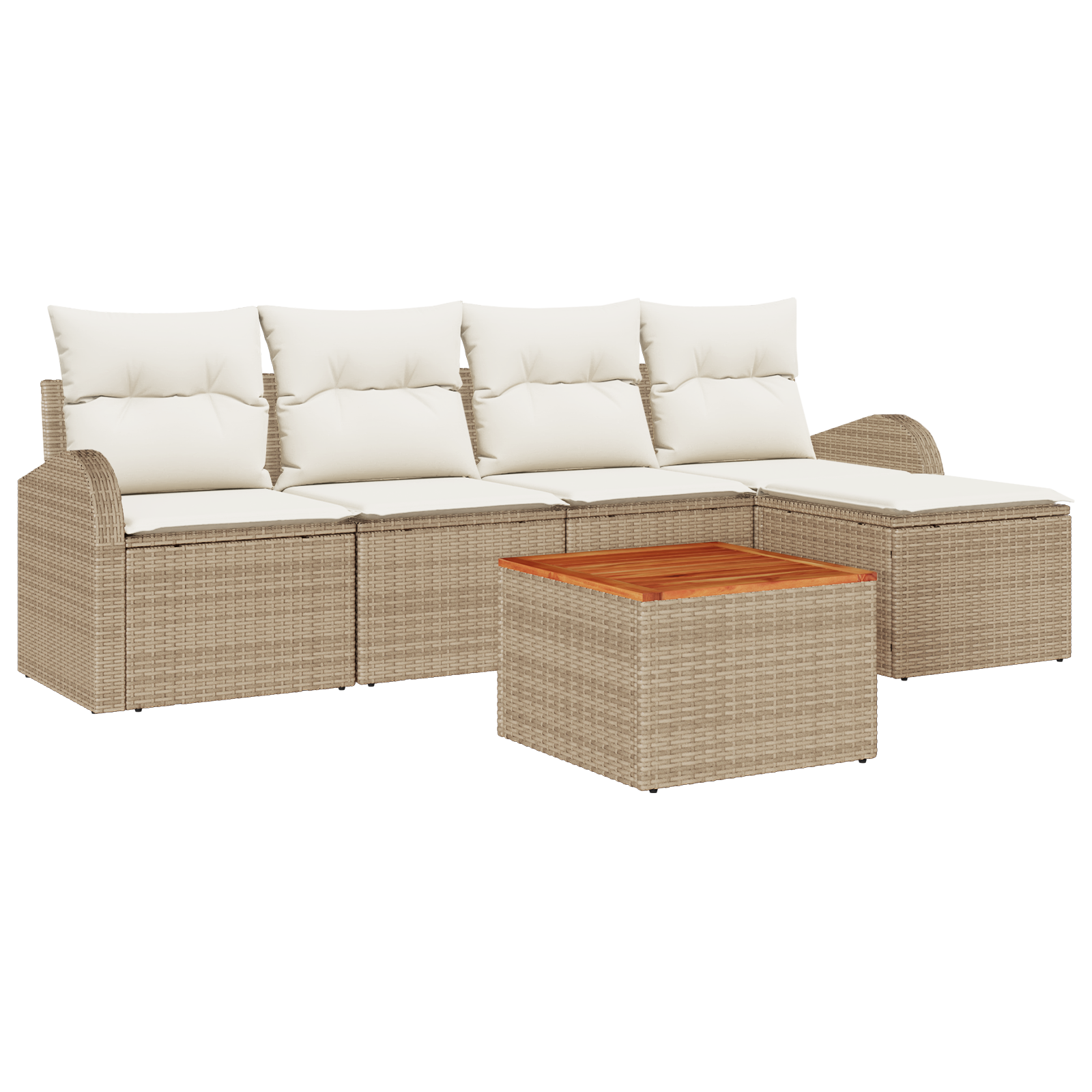 Thumbnail - vidaXL 6-teiliges Garten Sofa Set mit Kissen Beige Poly Rattan Akazie