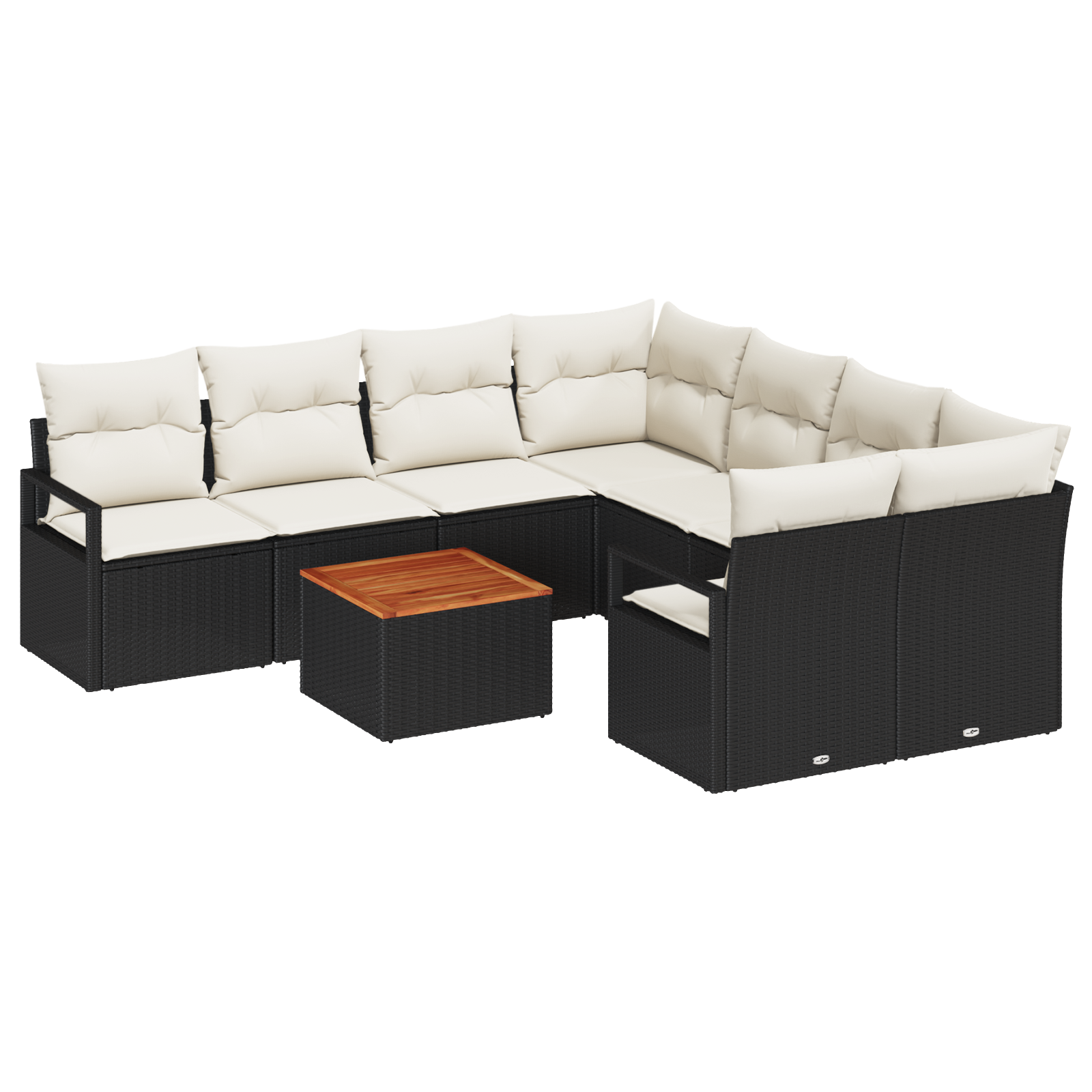Thumbnail - vidaXL 9-teiliges Garten-Sofaset mit Kissen in Schwarz aus Poly-Rattan und Akazie