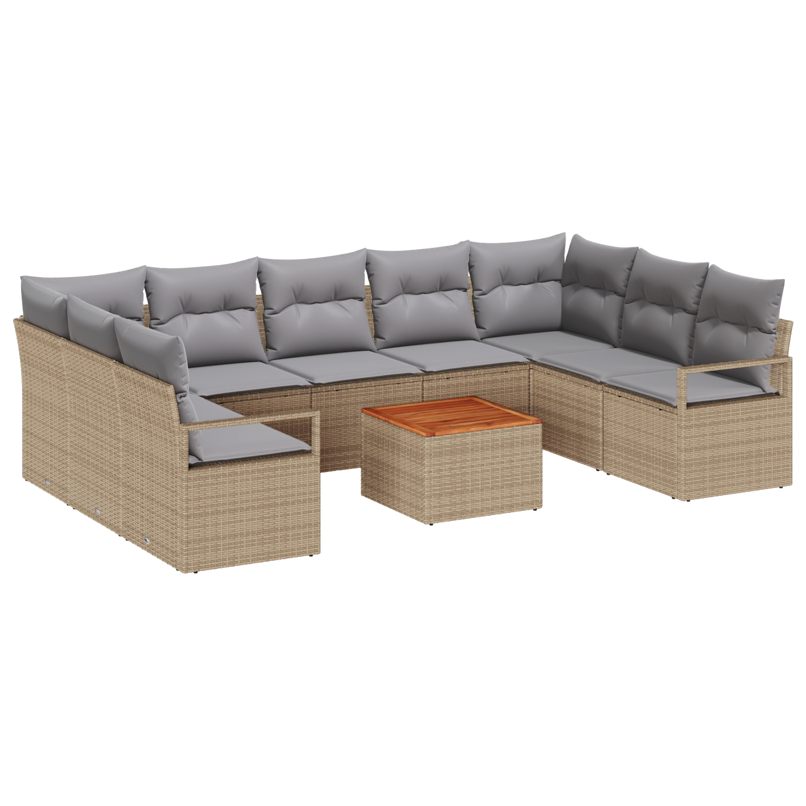 10 dalys Sodo Sofa Rinkinys su Pagalvėlėmis Bežinės Poli Ratanas Akacija - Image 2