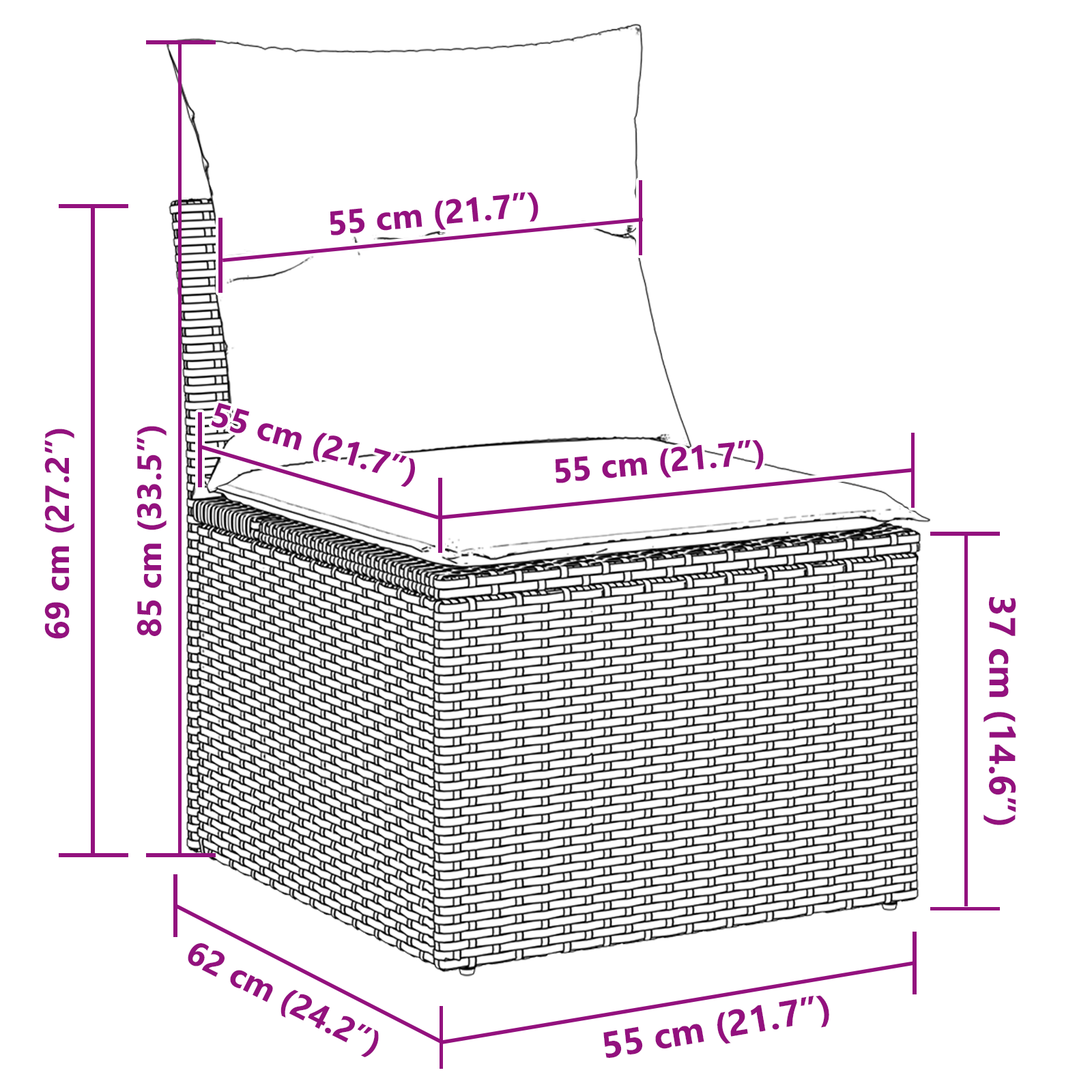 Conjunto de Sofá de 6 Peças com Almofadas Bege Poly Rattan Acácia
