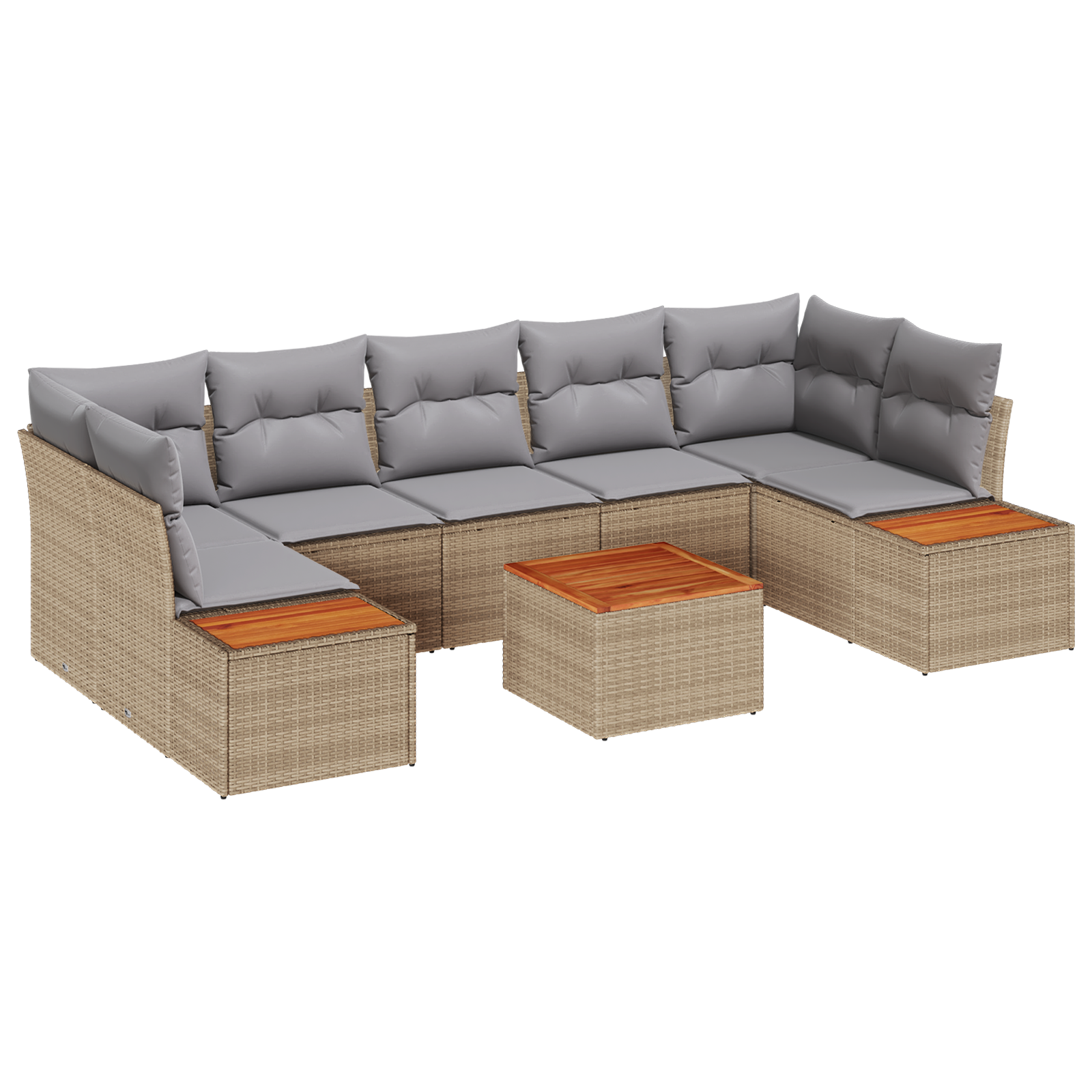 Thumbnail - vidaXL 8-teiliges Garten-Sofa Set mit Kissen Beige Poly Rattan Akazie
