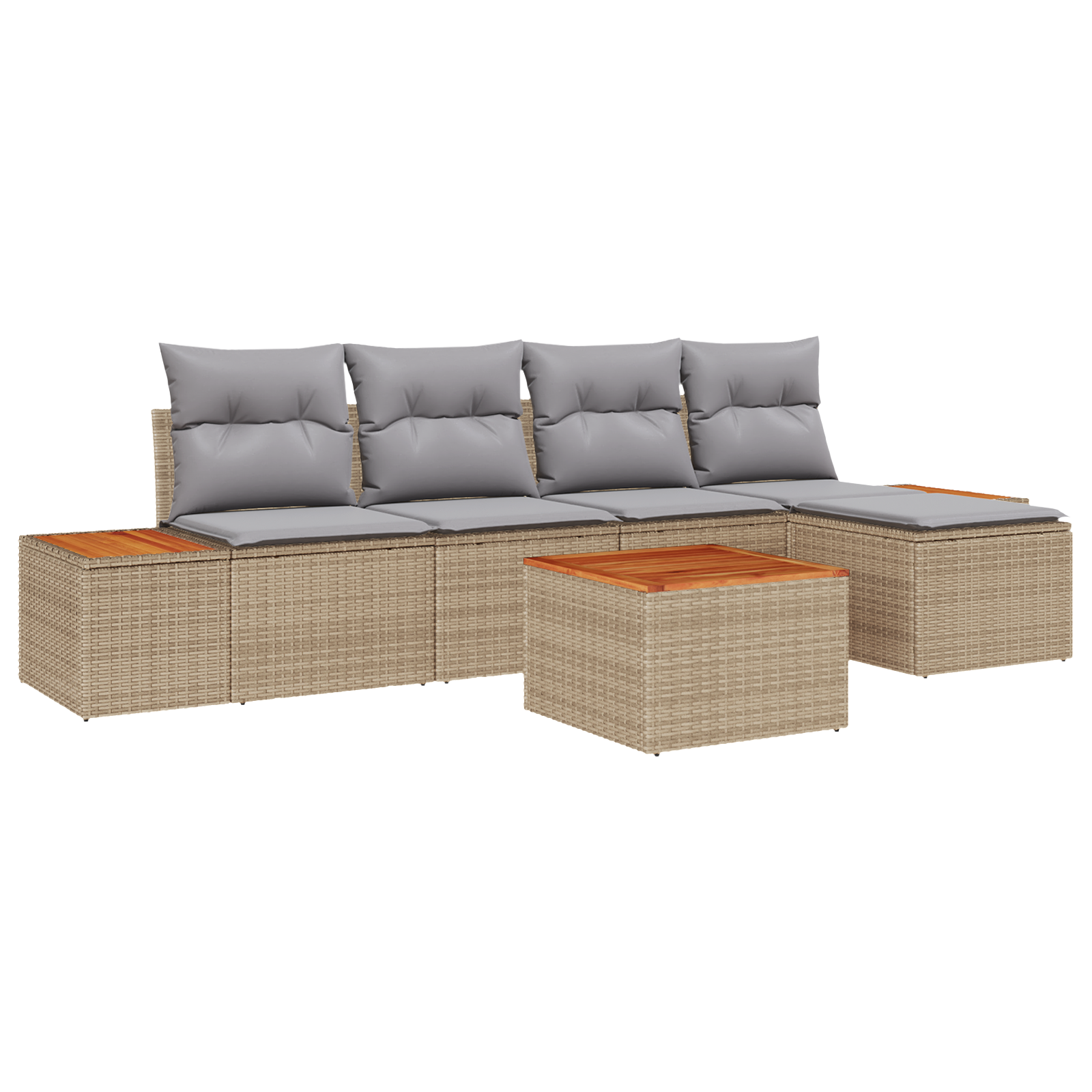 Thumbnail - vidaXL 6-teiliges Garten Sofa Set mit Kissen Beige Poly Rattan Akazie