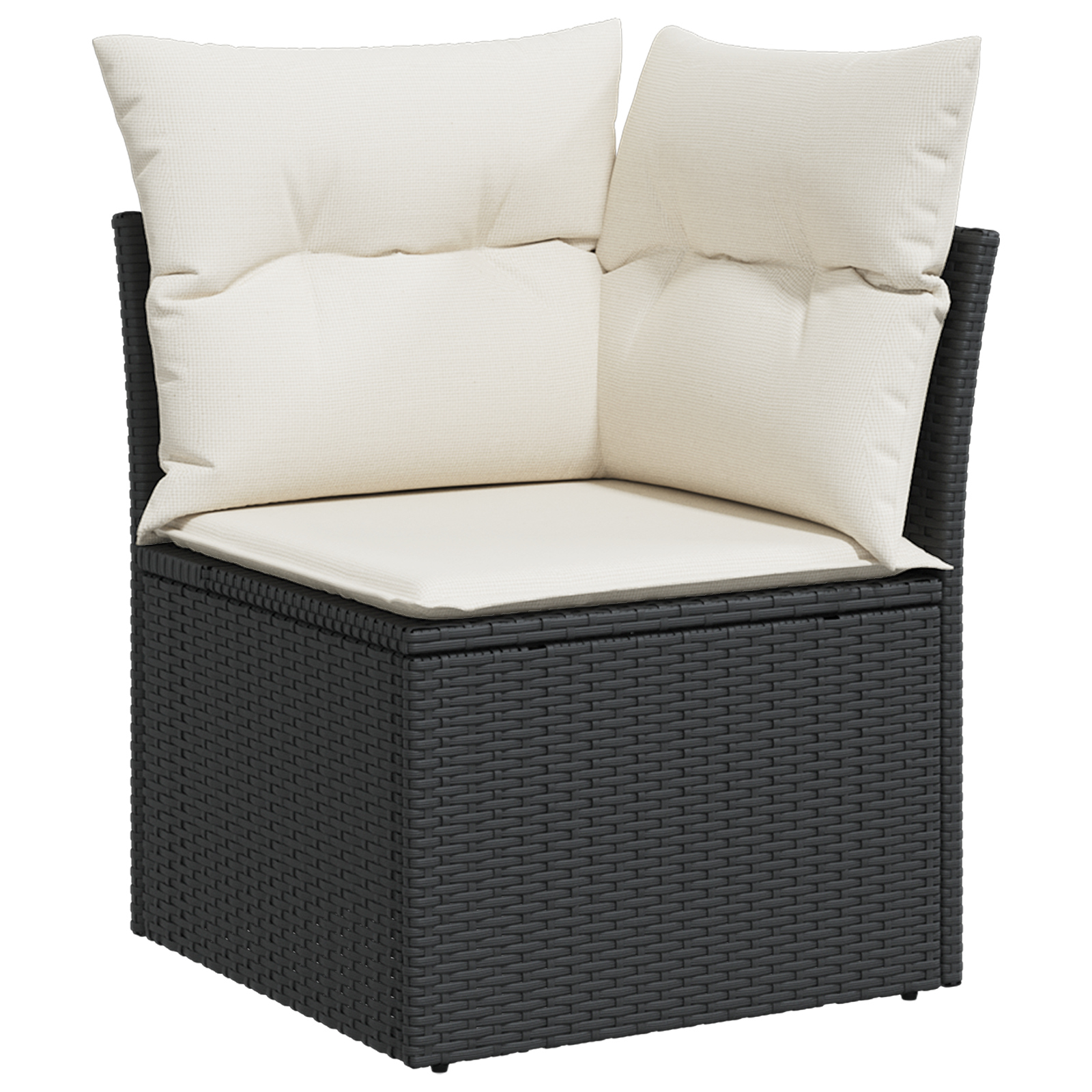 8 vnt. sodo sofa komplektas su pagalvėmis juodas poliratanas akacija - Image 6