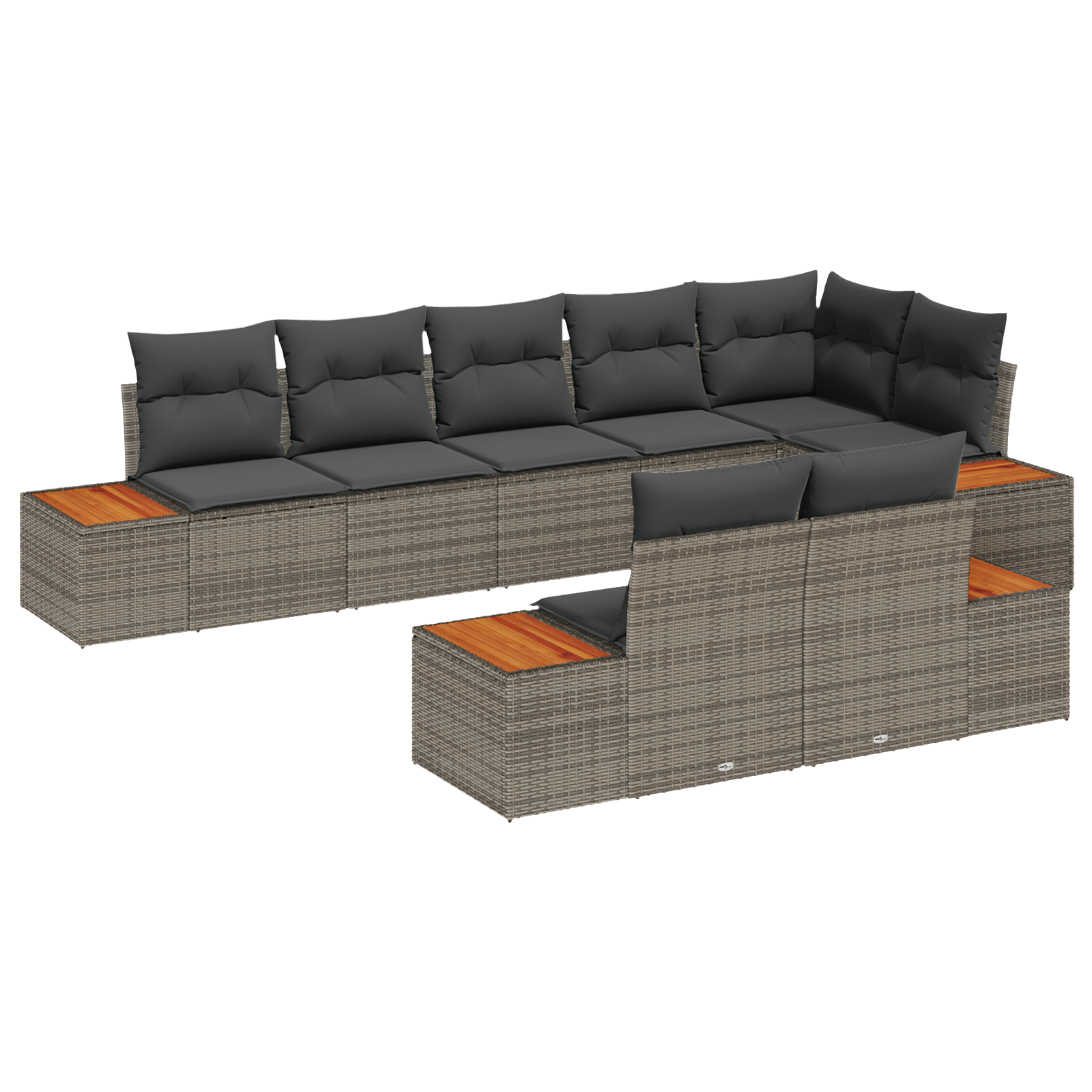 Thumbnail - vidaXL 8-teiliges Garten-Sofa-Set mit Kissen - Graues Poly-Rattan und Akazie