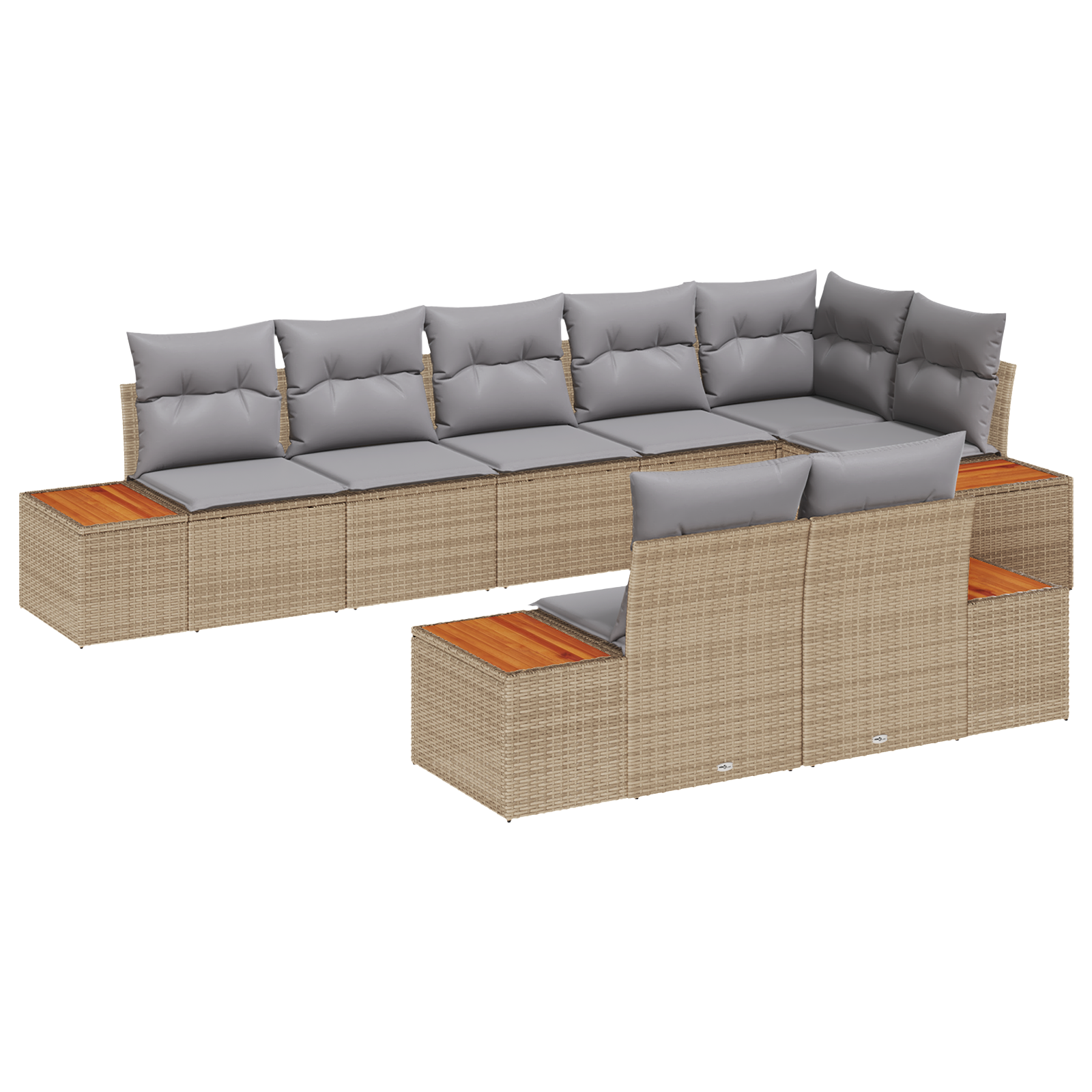 Thumbnail - vidaXL 8-teiliges Garten-Sofaset mit Kissen aus beigem Poly-Rattan und Akazie