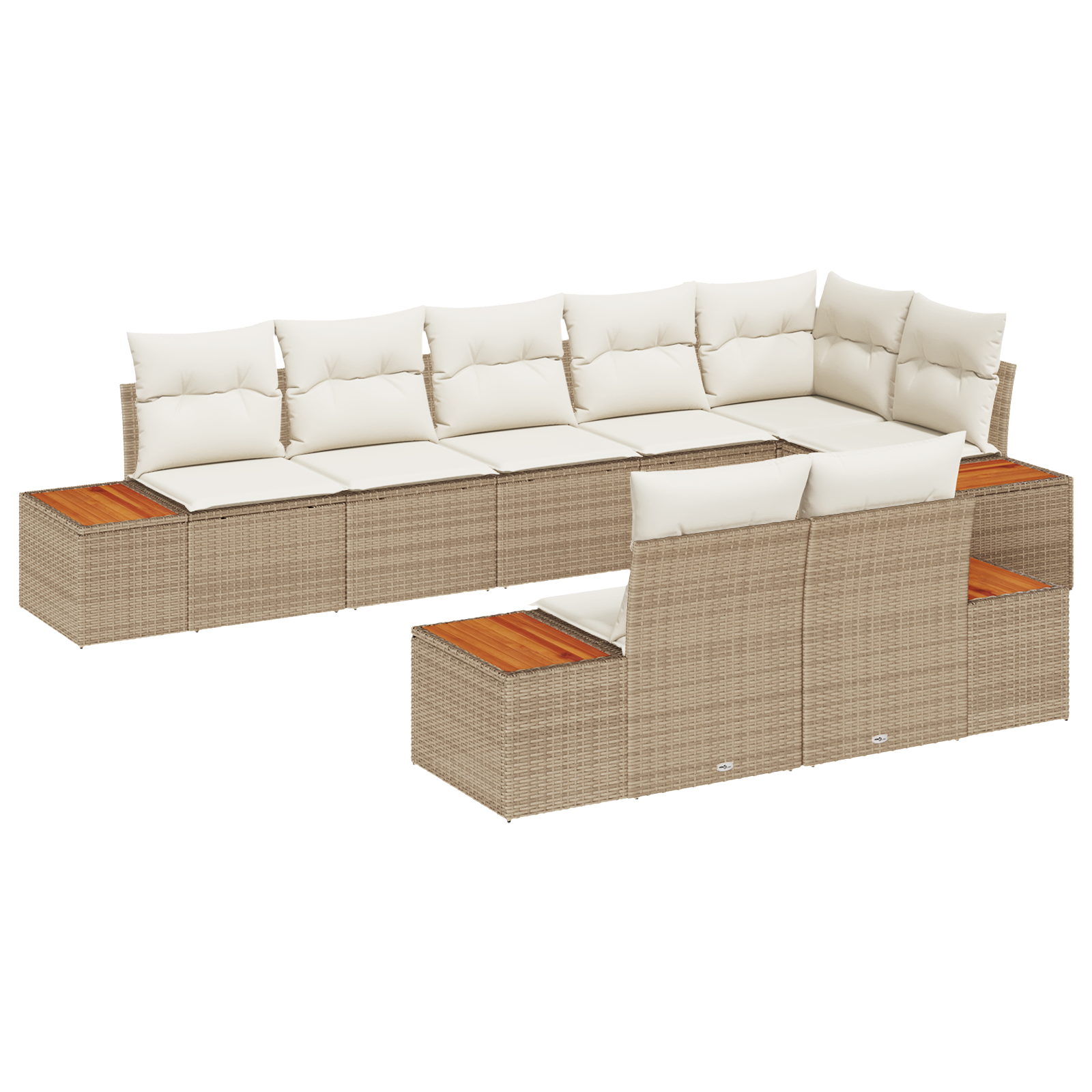 Thumbnail - vidaXL 8-teiliges Garten-Sofa-Set mit Kissen in Beige aus Poly-Rattan und Akazie