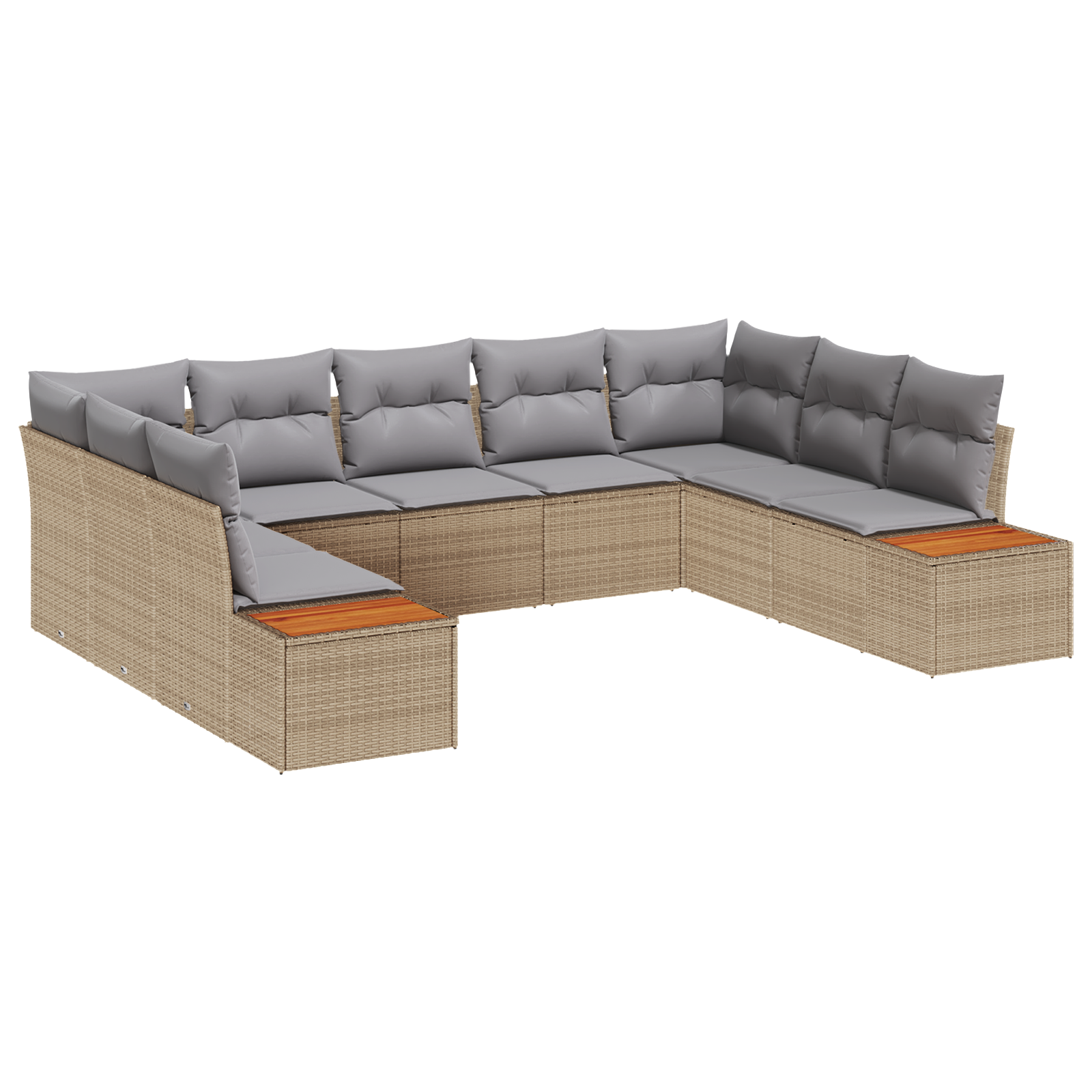 Garten-Sofa Set mit 9 Teilen in Beige Poly Rattan – Bild 2