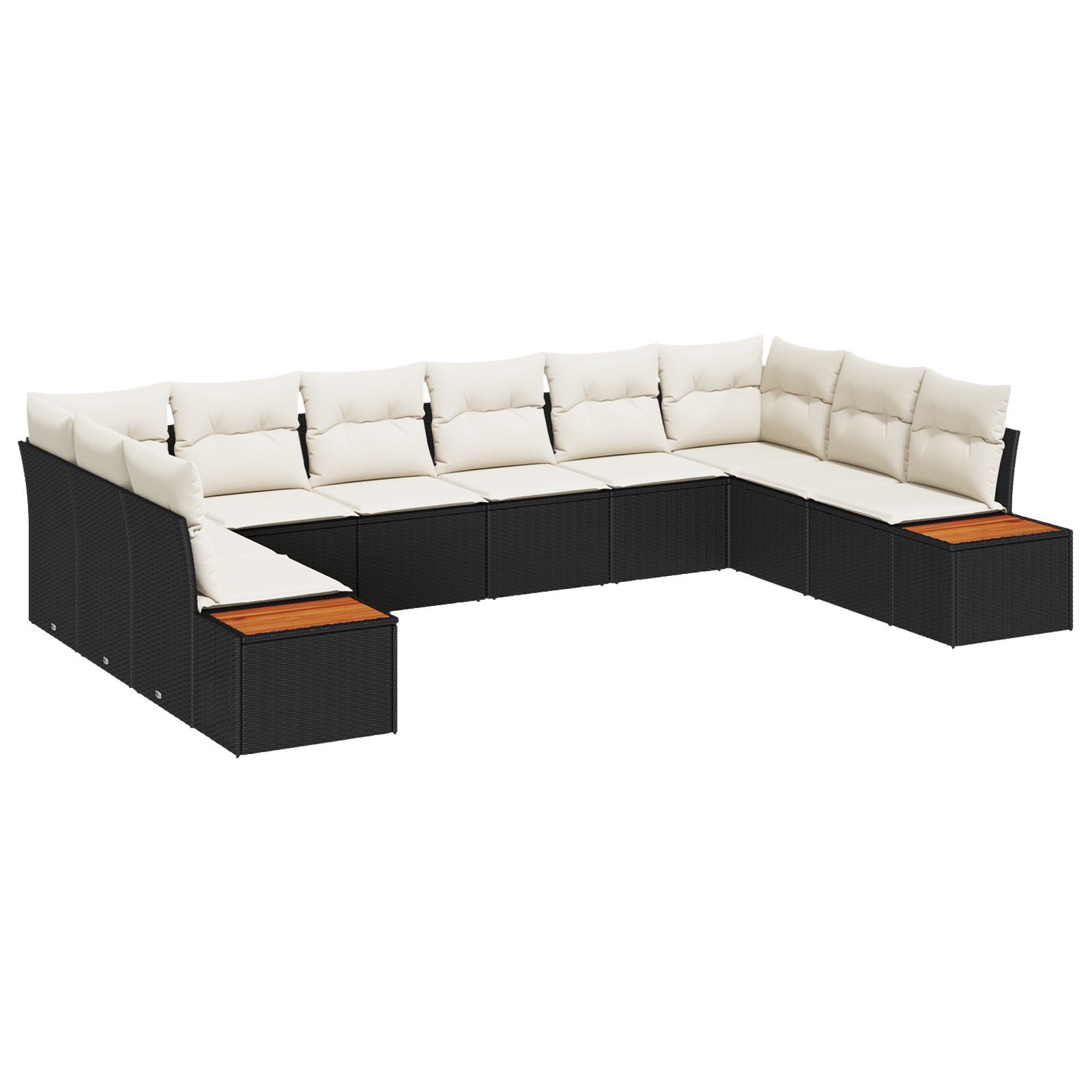 10 dalių sodo sofa rinkinys su pagalvėlėmis Juoda Poliratanas Akacijos - Image 2