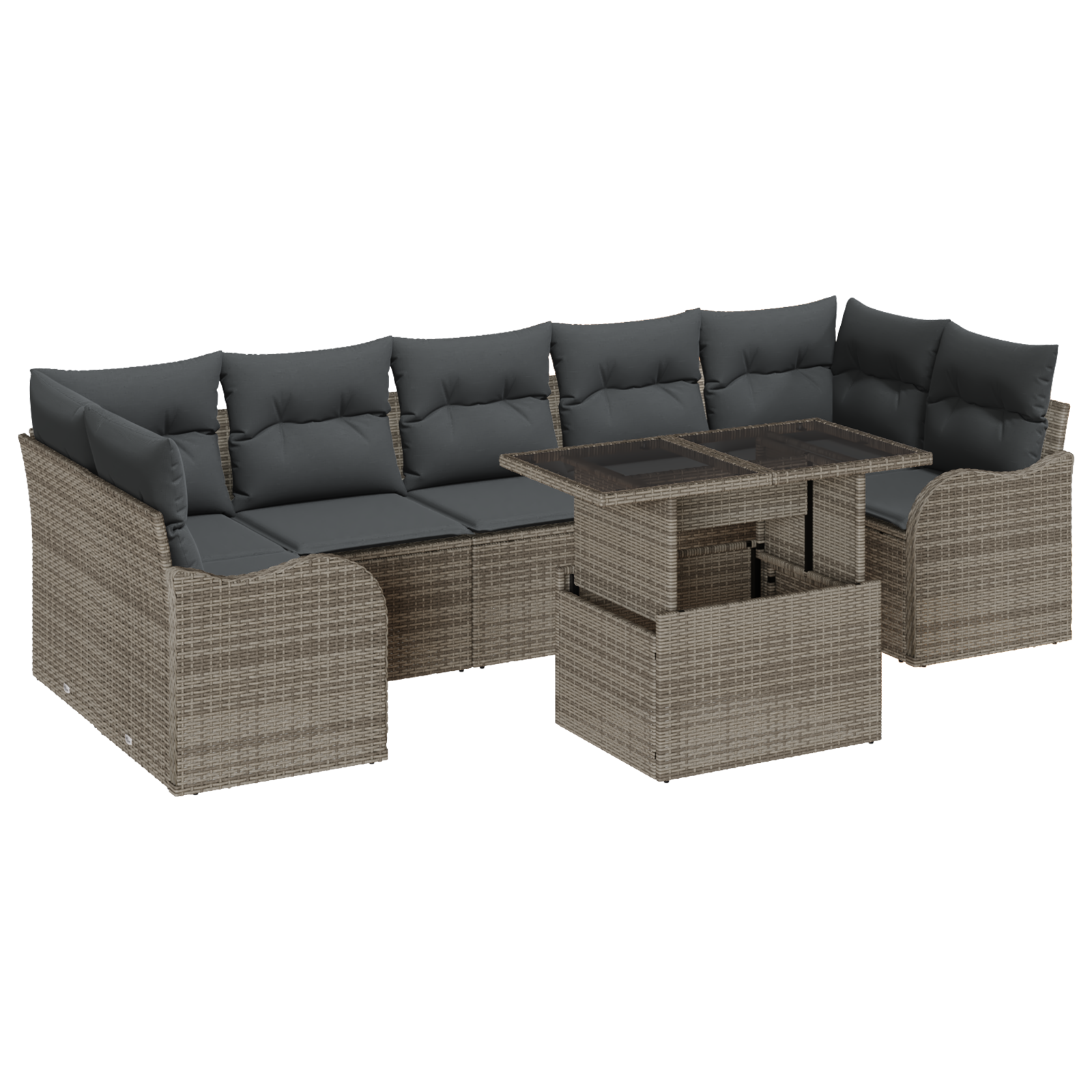 Thumbnail - vidaXL 8-teiliges Garten Sofa Set mit Kissen Grau Poly Rattan