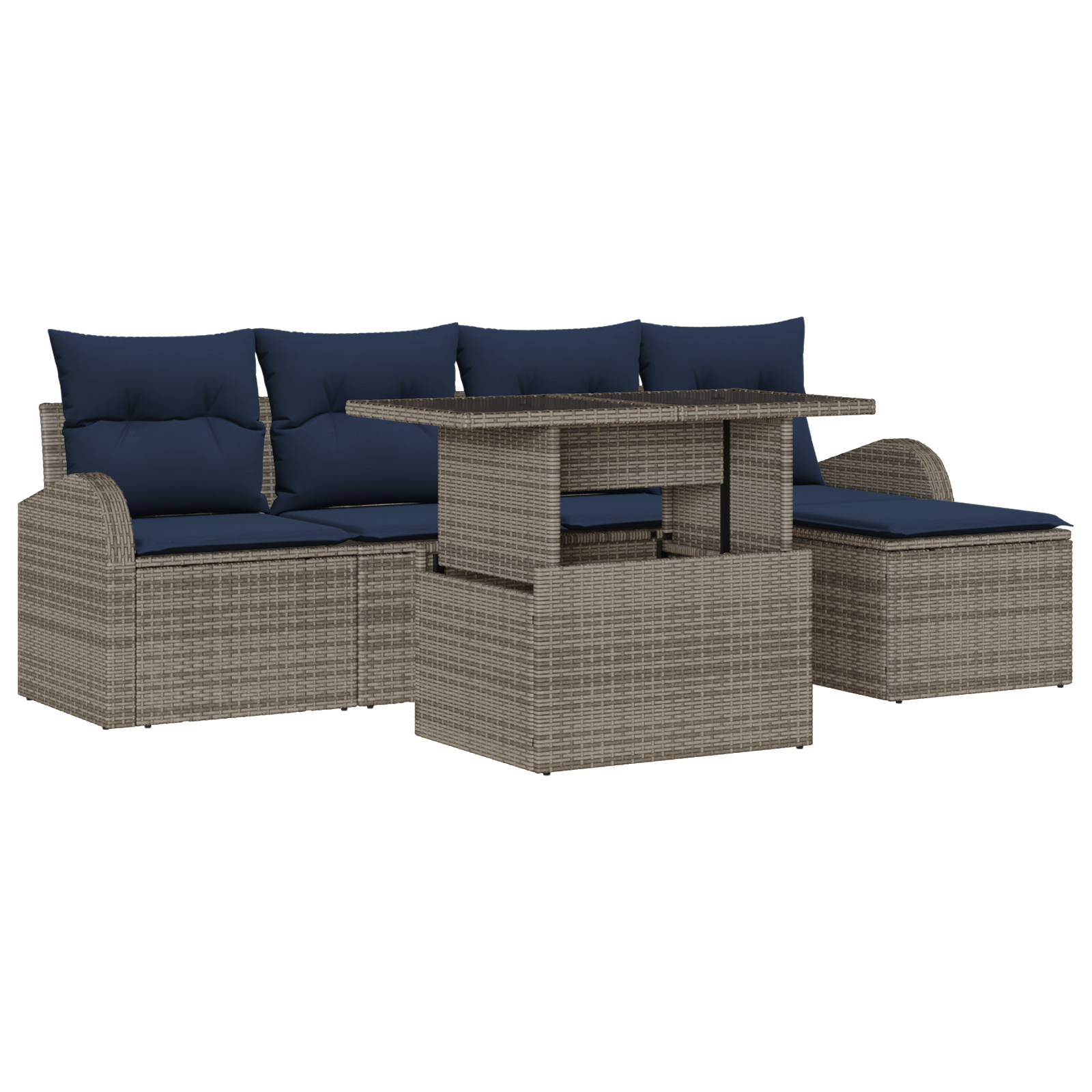 6 Piece Garden Sofa Set with Cushions Grey Poly Rattan vidaXL - Picture 29 of 39