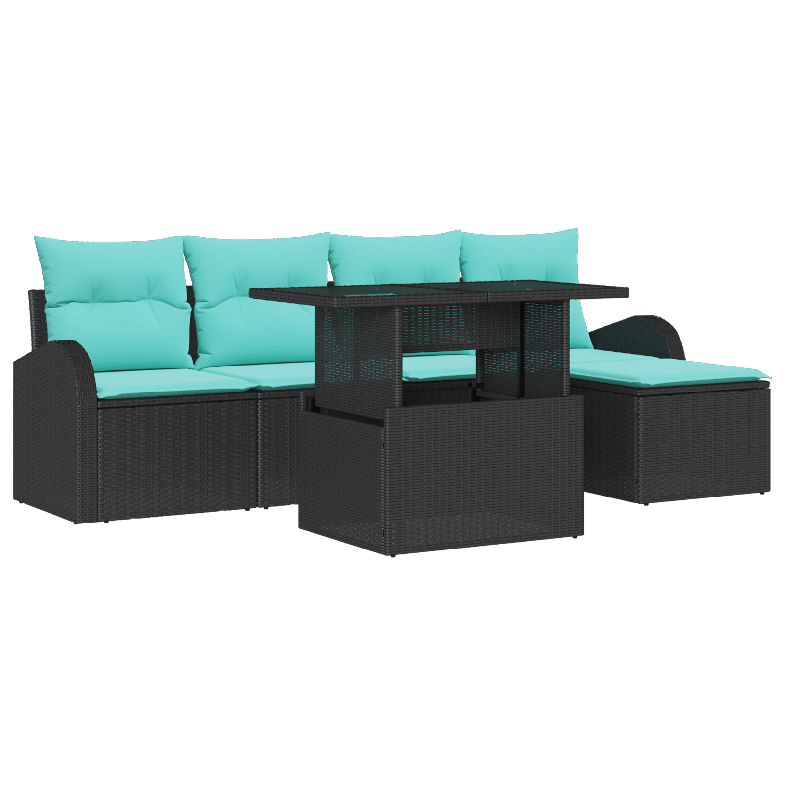 6 Piece Garden Sofa Set with Cushions Grey Poly Rattan vidaXL - Picture 5 of 39