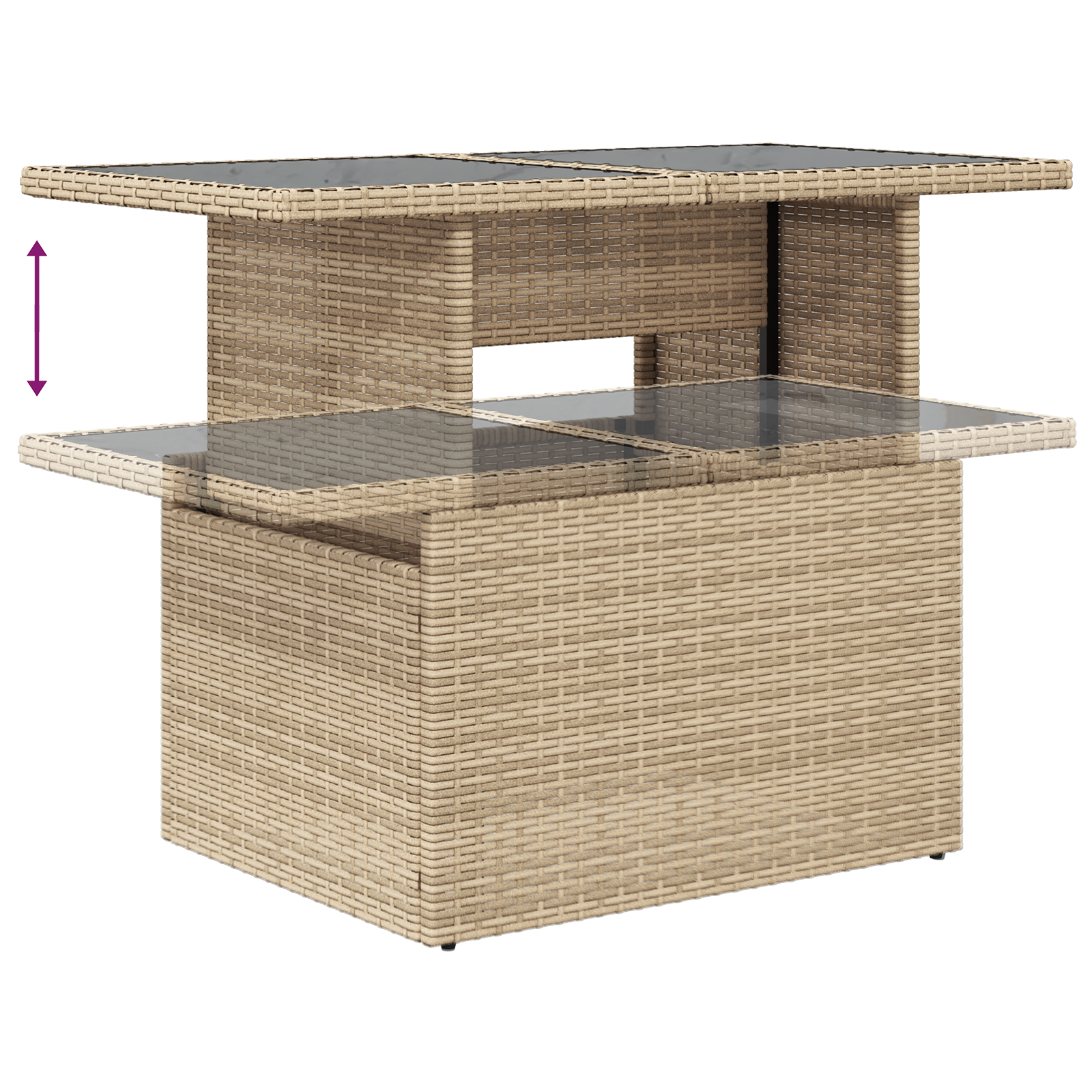 Conjunto de Sofás para Jardim com Almofadas Bege Poly Rattan