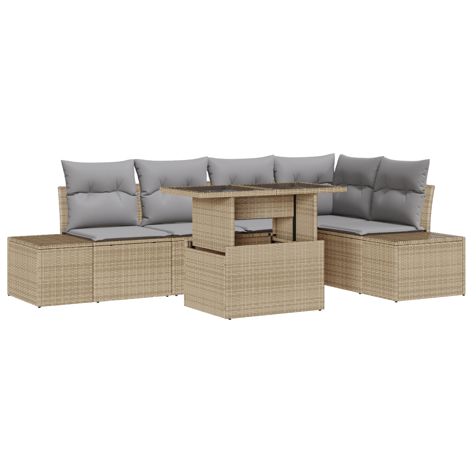 Thumbnail - vidaXL 6-teiliges Garten-Sofa-Set mit Kissen in Beige aus Poly-Rattan