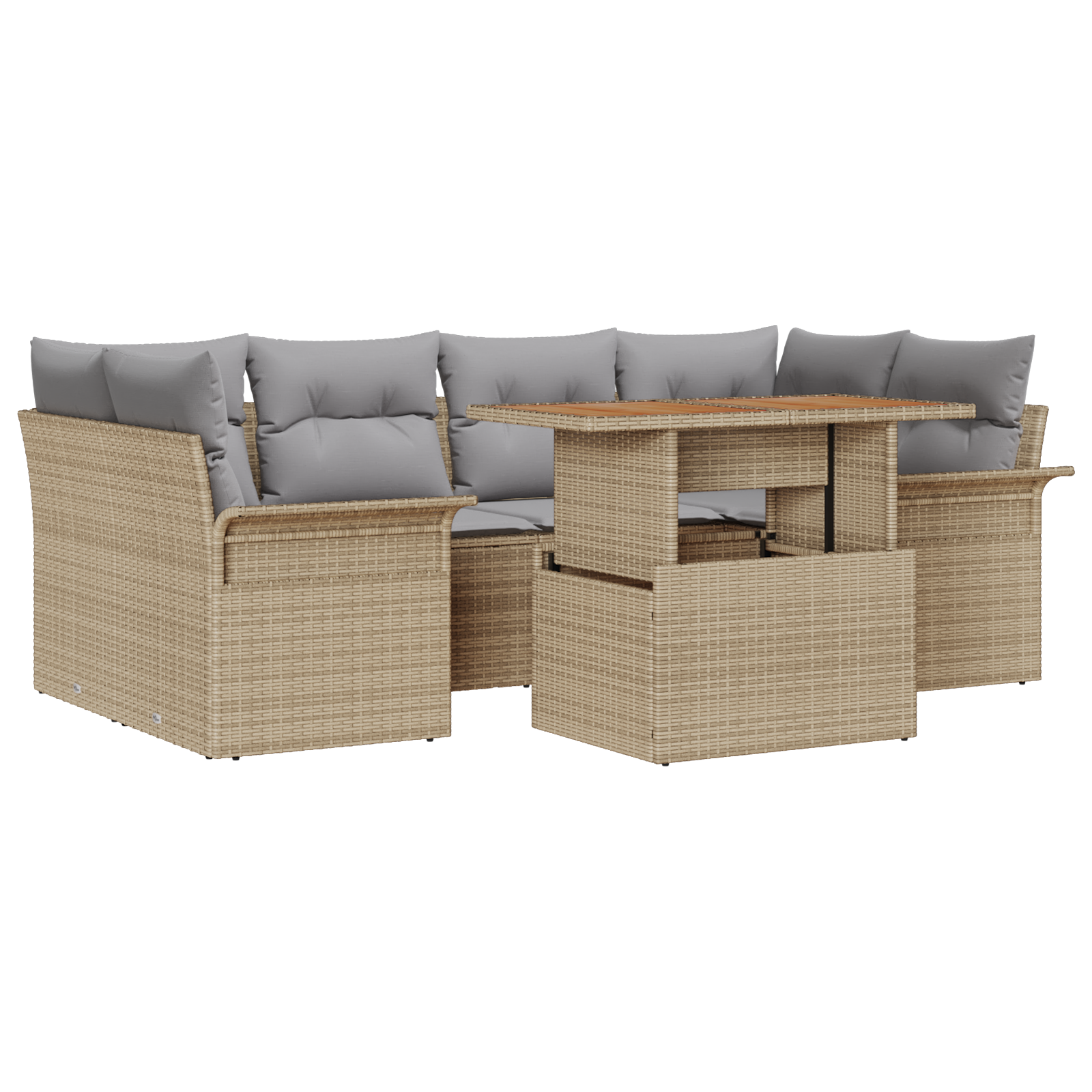 Thumbnail - vidaXL 7-teiliges Garten Sofa Set mit Kissen Beige Poly-Rattan Akazie