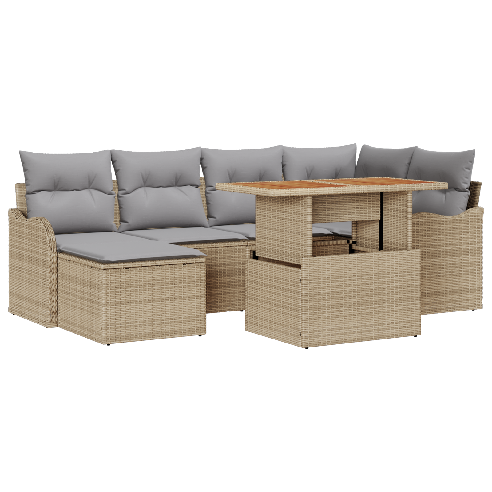 Thumbnail - vidaXL 7-teiliges Garten Sofa Set mit Kissen Beige Poly Rattan Akazie