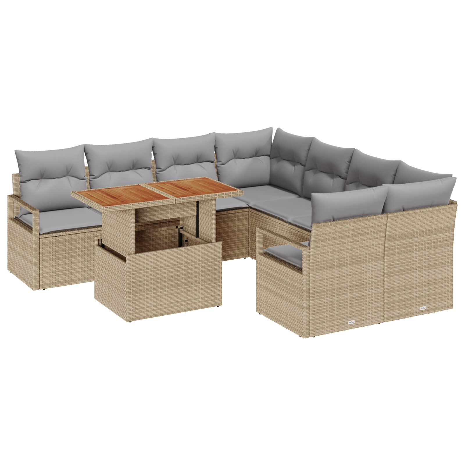 Thumbnail - vidaXL Garten Sofa Set mit Kissen 9 pcs Beige und Grau Groß